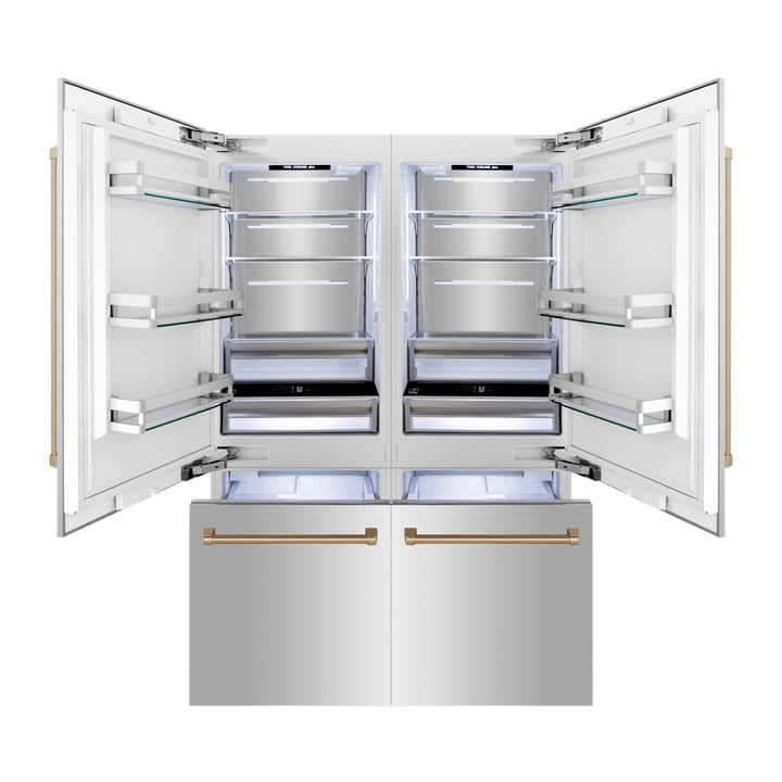 ZLINE 60" Autograph Edition 32.2 cu. ft. Built-in 4-Door French Door Refrigerator with Internal Water and Ice Dispenser in Stainless Steel with Accents RBIVZ-304-60