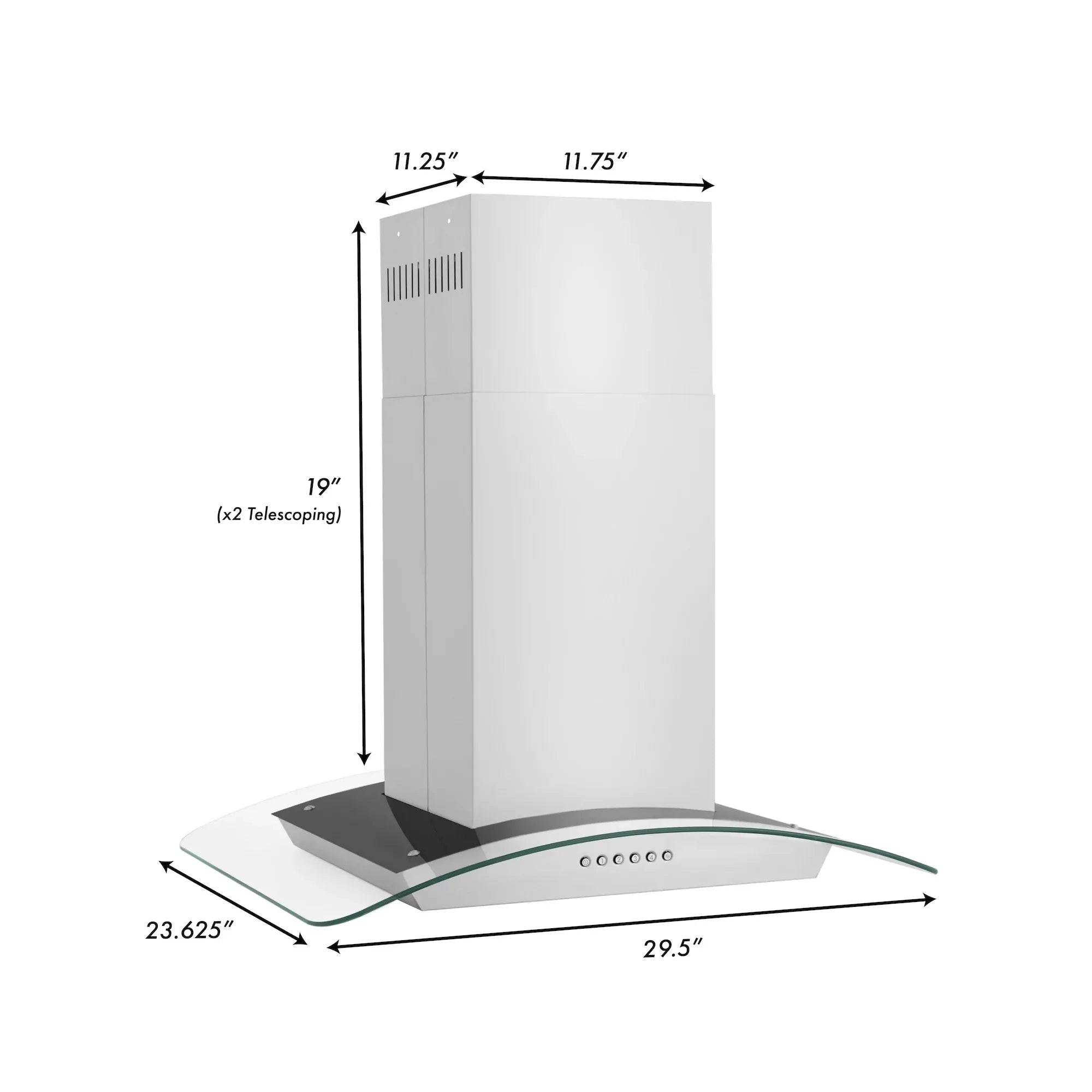 ZLINE Alpine Series Convertible Island Mount Range Hood in Stainless Steel
