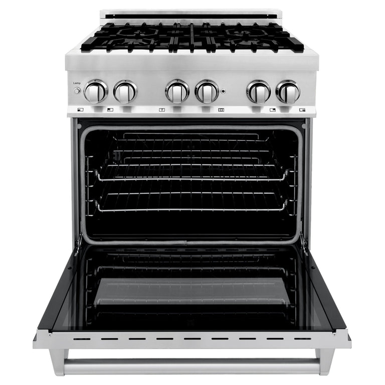 ZLINE Appliance Package - 30 in. Dual Fuel Range, 30 in. Range Hood, Microwave Drawer - 3KP-RARH30-MW