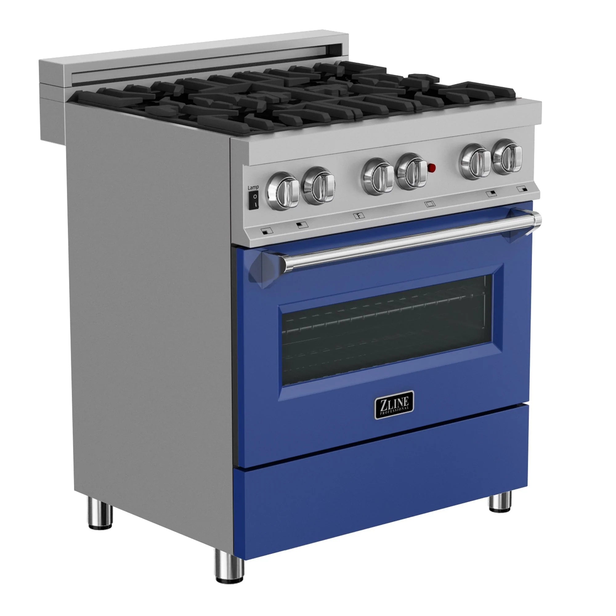ZLINE Appliance Package -30" Kitchen Package with DuraSnow® Stainless Steel Dual Fuel Range with Blue Matte Door and Convertible Vent Range Hood - 2KP-RASBMRH30