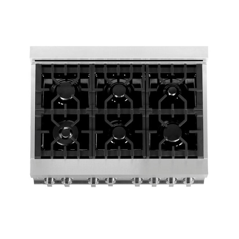 ZLINE Appliance Package - 36 In. Dual Fuel Range, Range Hood, Microwave Oven in Stainless Steel - 3KP-RARHMWO-36