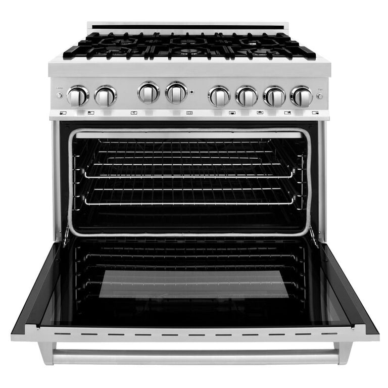 ZLINE Appliance Package - 36 in. Gas Range, Range Hood, Dishwasher - 3KP-RGRH36-DW