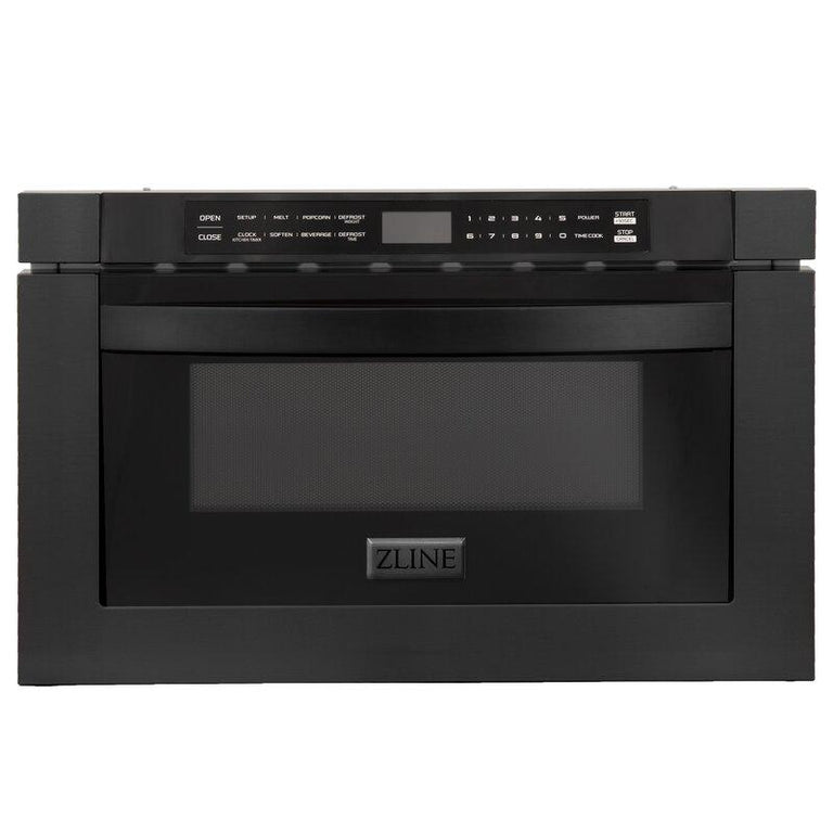 ZLINE Appliance Package - 48 in. Gas Range, Range Hood, Microwave Drawer, Dishwasher in Black, 4KP-RGBRH48-MWDW