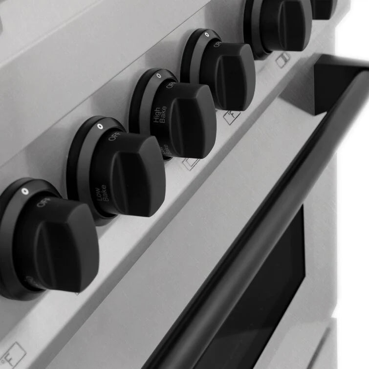 ZLINE Autograph 48 in. Gas Burner/Electric Oven in DuraSnow Stainless Steel with Matte Black Accents, RASZ-SN-48-MB