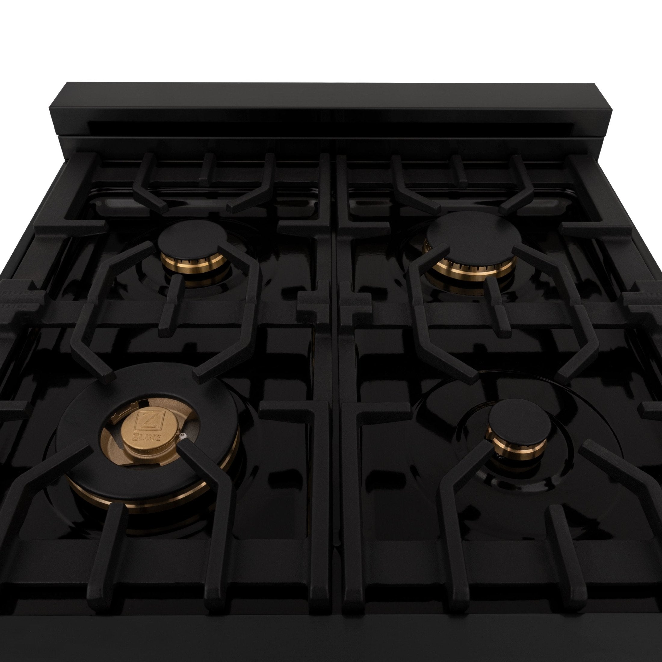 ZLINE Autograph Edition 24" 2.8 cu. ft. Dual Fuel Range with Gas Stove and Electric Oven in Black Stainless Steel with Accents