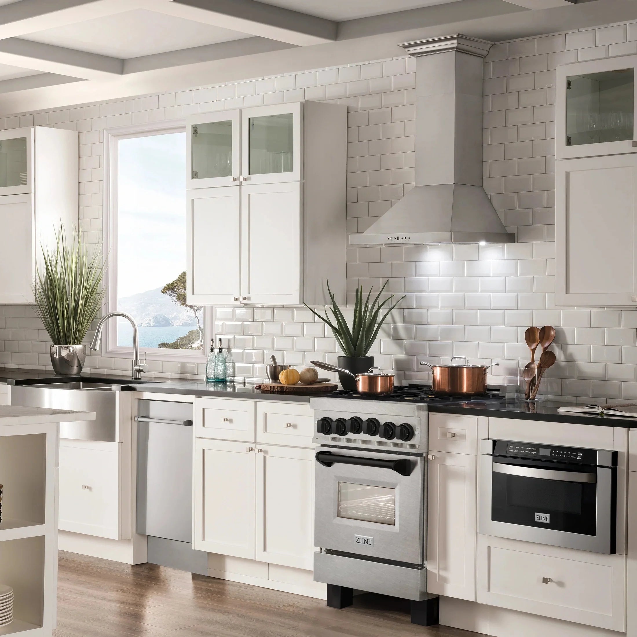 ZLINE Autograph Edition 24" 2.8 cu. ft. Range with Gas Stove and Gas Oven in DuraSnow Stainless Steel with Champagne Bronze Accents