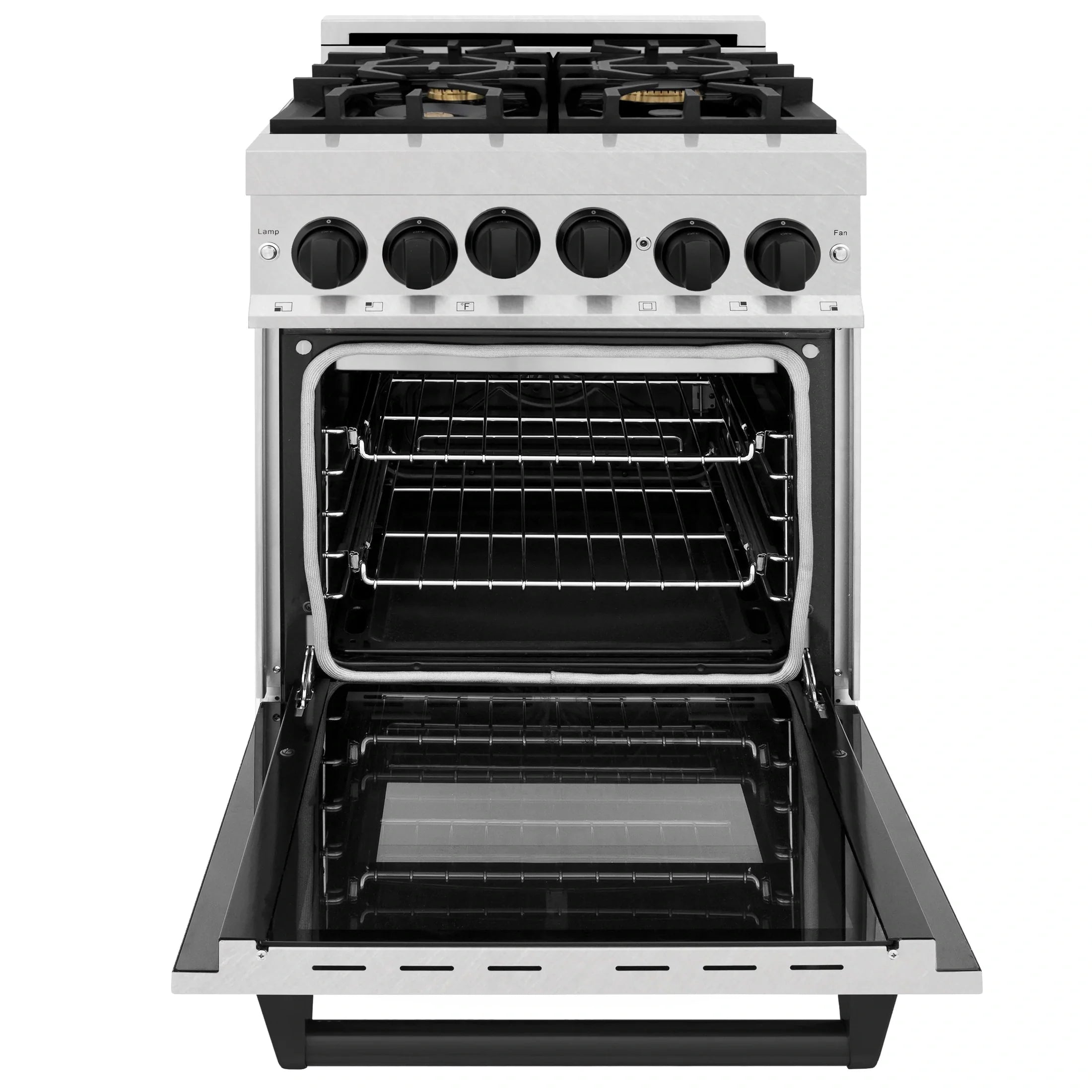 ZLINE Autograph Edition 24" 2.8 cu. ft. Range with Gas Stove and Gas Oven in DuraSnow Stainless Steel with Champagne Bronze Accents