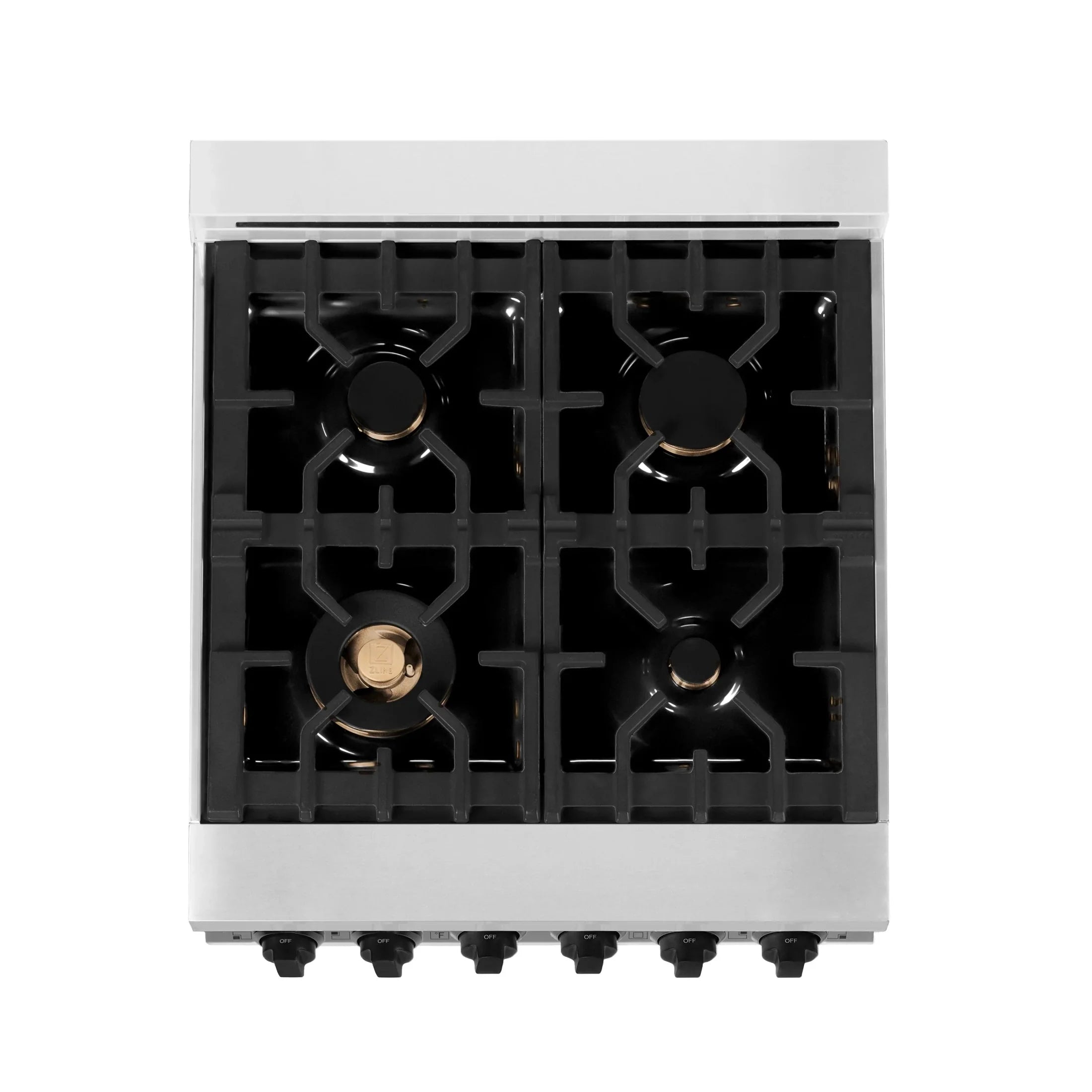 ZLINE Autograph Edition 24" 2.8 cu. ft. Range with Gas Stove and Gas Oven in DuraSnow Stainless Steel with White Matte Door and Matte Black Accents