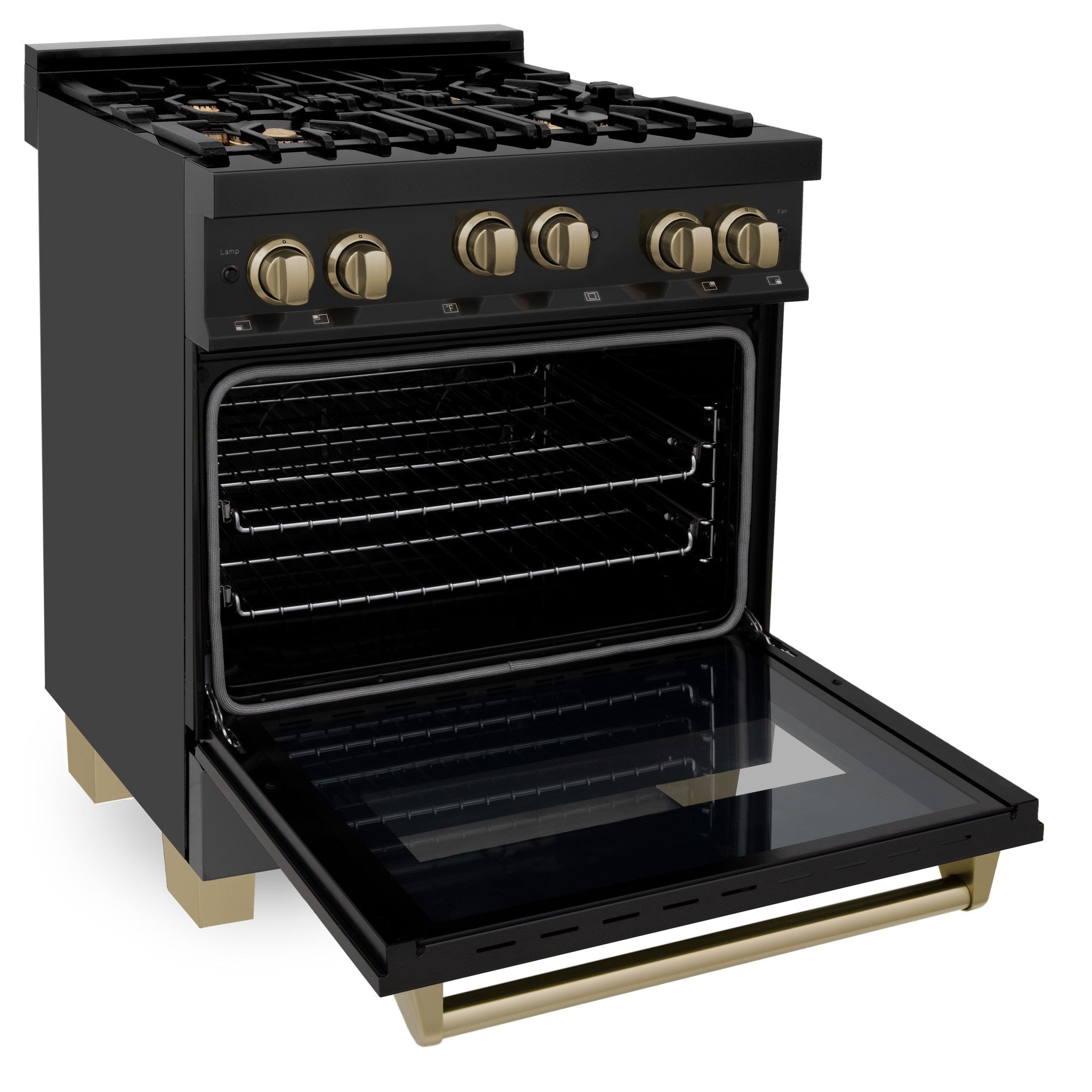 ZLINE Autograph Edition 30" 4.0 cu. ft. Range with Gas Stove and Gas Oven in Black Stainless Steel with Accents