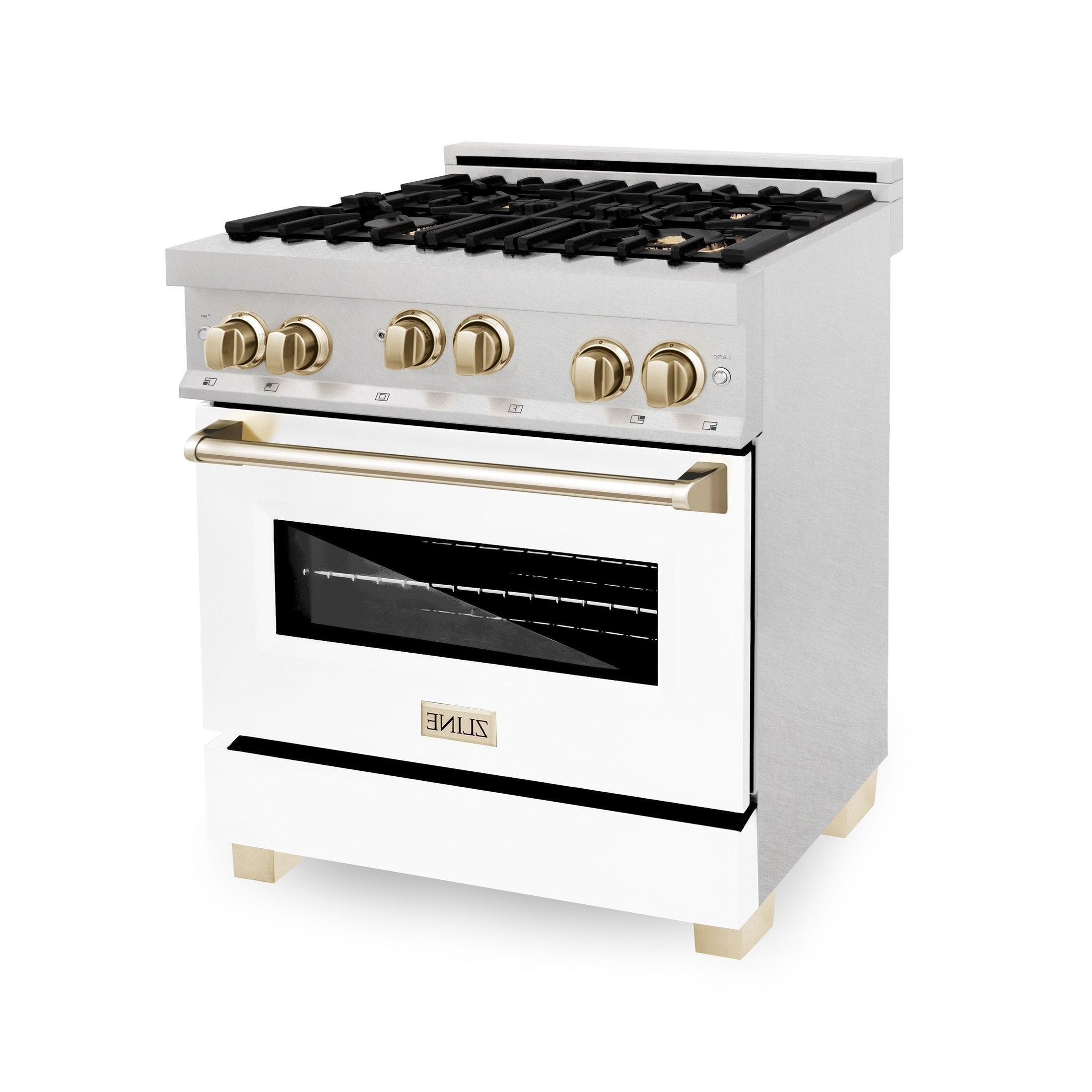 ZLINE Autograph Edition 30" 4.0 cu. ft. Range with Gas Stove and Gas Oven in DuraSnow Stainless Steel with White Matte Door and Accents