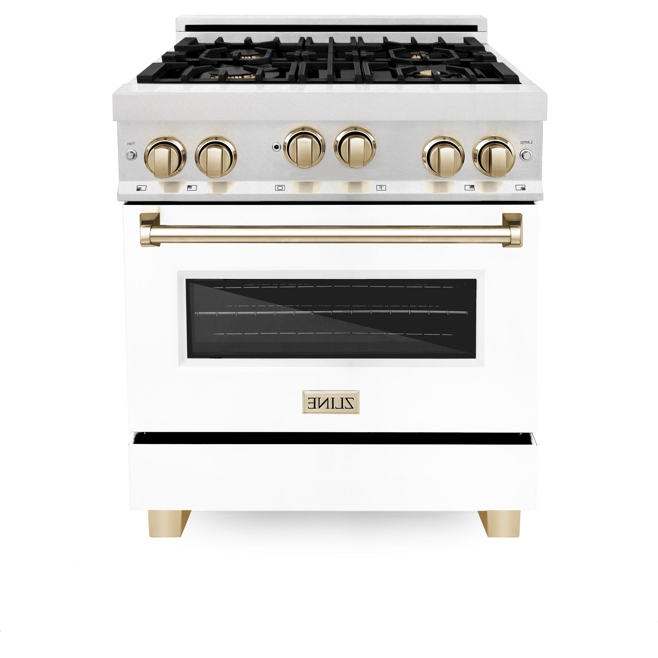 ZLINE Autograph Edition 30" 4.0 cu. ft. Range with Gas Stove and Gas Oven in DuraSnow Stainless Steel with White Matte Door and Accents