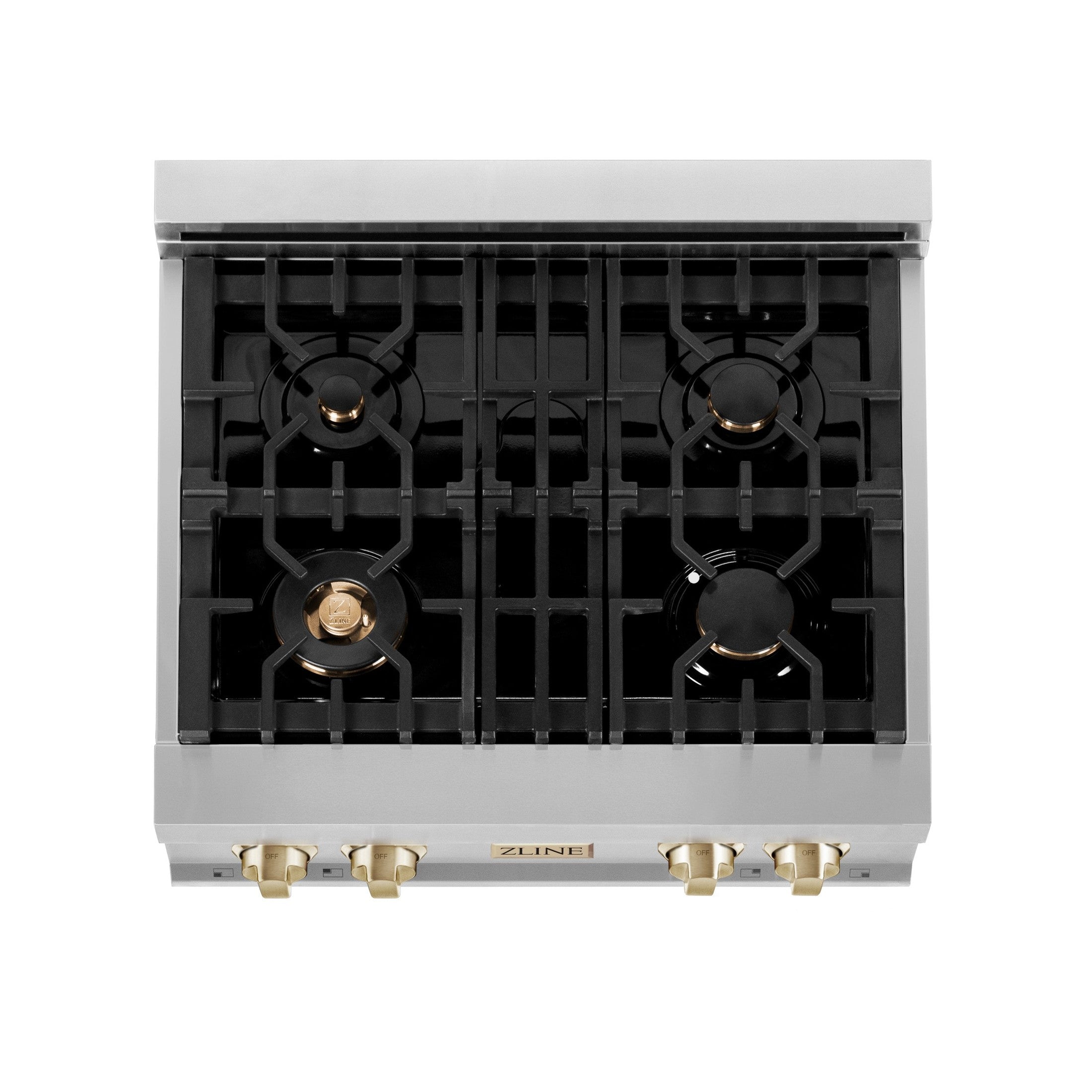ZLINE Autograph Edition 30" Porcelain Rangetop with 4 Gas Burners in Stainless Steel with Accents