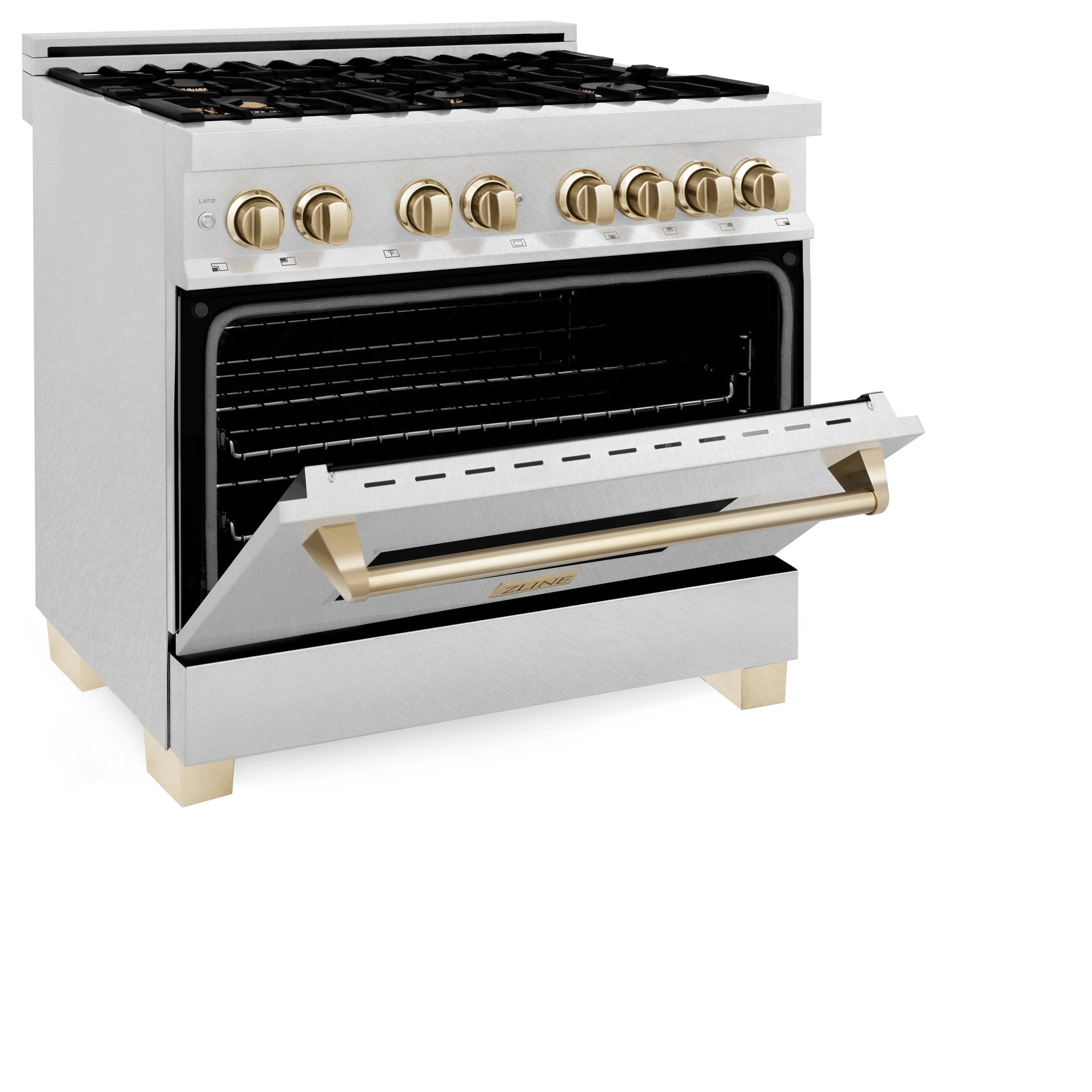 ZLINE Autograph Edition 36" 4.6 cu. ft. Dual Fuel Range with Gas Stove and Electric Oven in DuraSnow Stainless Steel with Accents