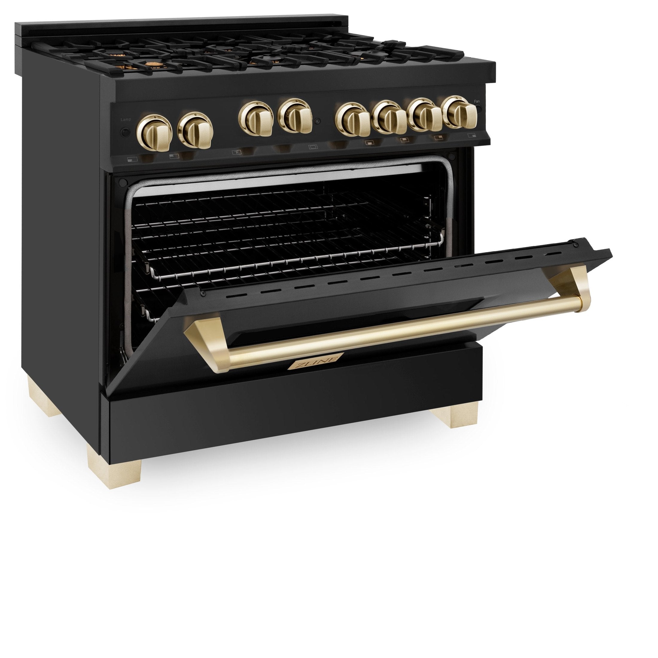 ZLINE Autograph Edition 36" 4.6 cu. ft. Range with Gas Stove and Gas Oven in Black Stainless Steel with Accents