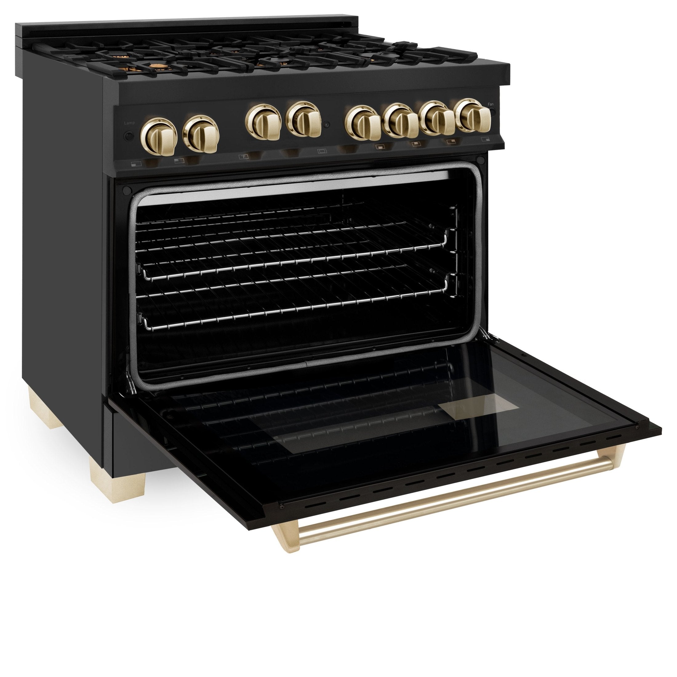 ZLINE Autograph Edition 36" 4.6 cu. ft. Range with Gas Stove and Gas Oven in Black Stainless Steel with Accents