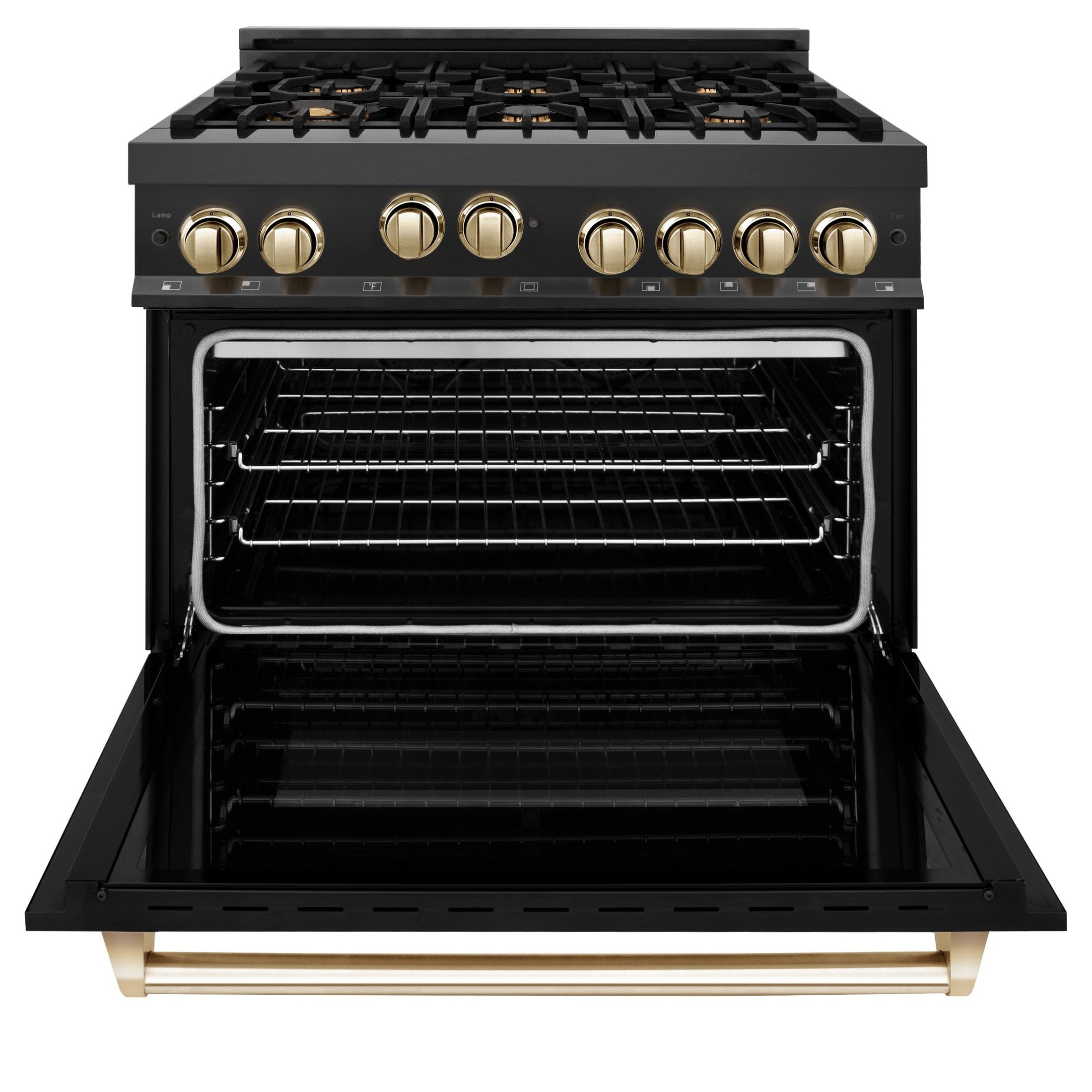 ZLINE Autograph Edition 36" 4.6 cu. ft. Range with Gas Stove and Gas Oven in Black Stainless Steel with Accents
