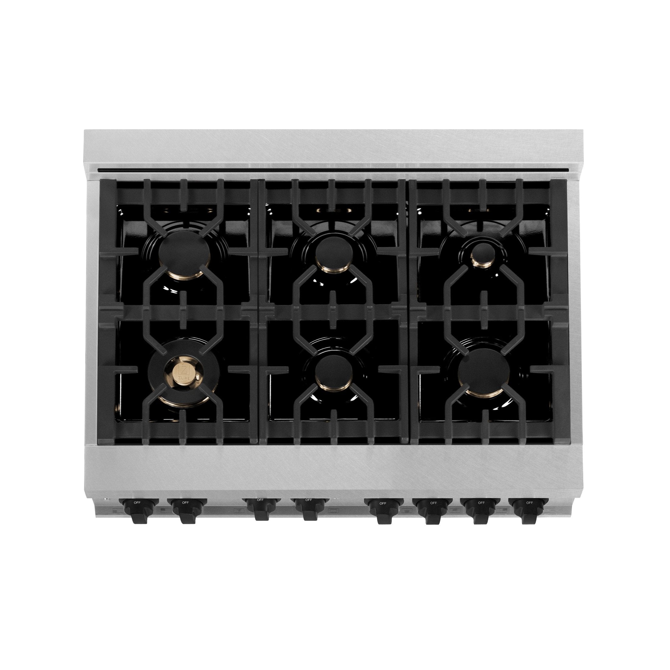 ZLINE Autograph Edition 36" 4.6 cu. ft. Range with Gas Stove and Gas Oven in DuraSnow Stainless Steel with Accents