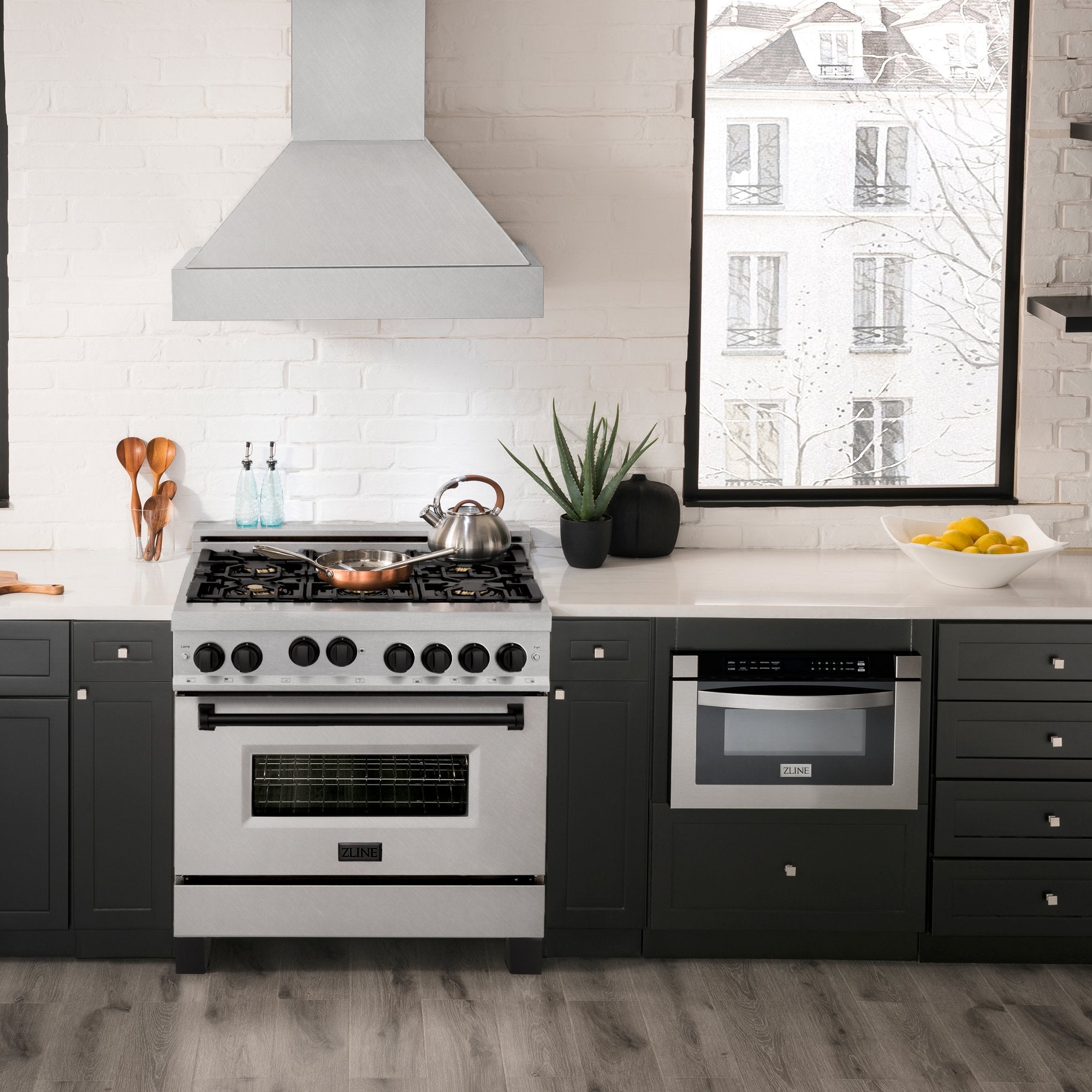 ZLINE Autograph Edition 36" 4.6 cu. ft. Range with Gas Stove and Gas Oven in DuraSnow Stainless Steel with Accents