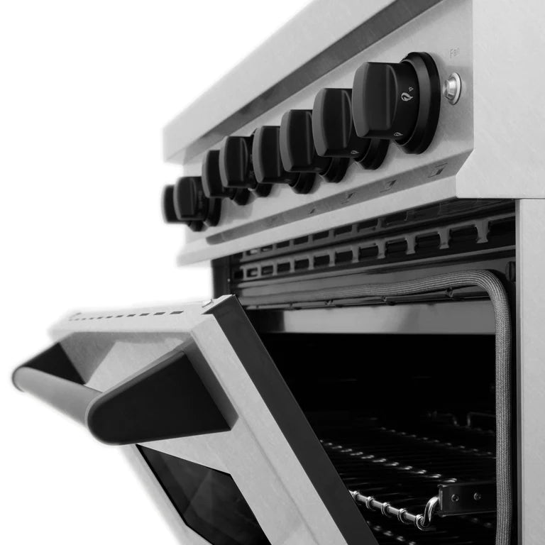 ZLINE Autograph Edition 36 in. 4.6 cu. ft. Gas Burner/Gas Oven Range in DuraSnow with Matte Black Accents, RGSZ-SN-36-MB