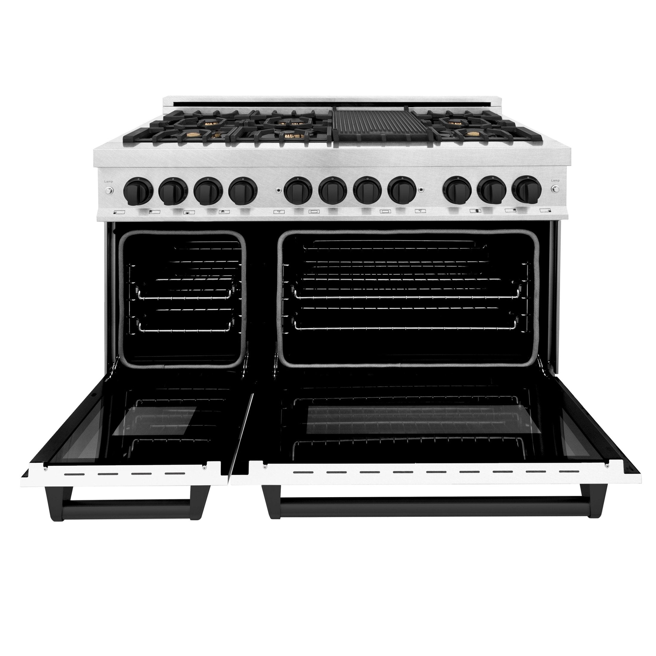 ZLINE Autograph Edition 48" 6.0 cu. ft. Dual Fuel Range with Gas Stove and Electric Oven in DuraSnow Stainless Steel with White Matte Door with Accents
