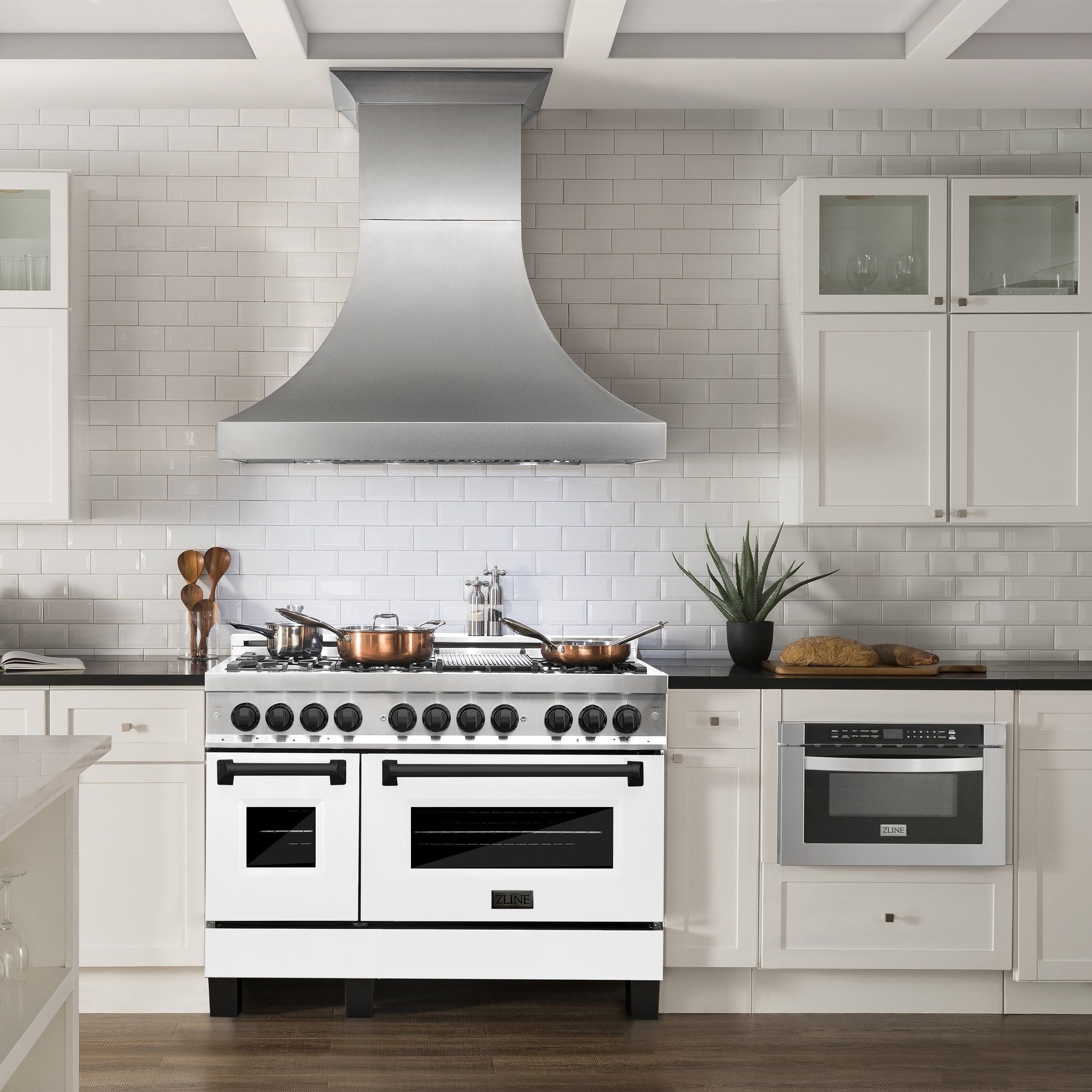 ZLINE Autograph Edition 48" 6.0 cu. ft. Dual Fuel Range with Gas Stove and Electric Oven in Stainless Steel with White Matte Door and Accents