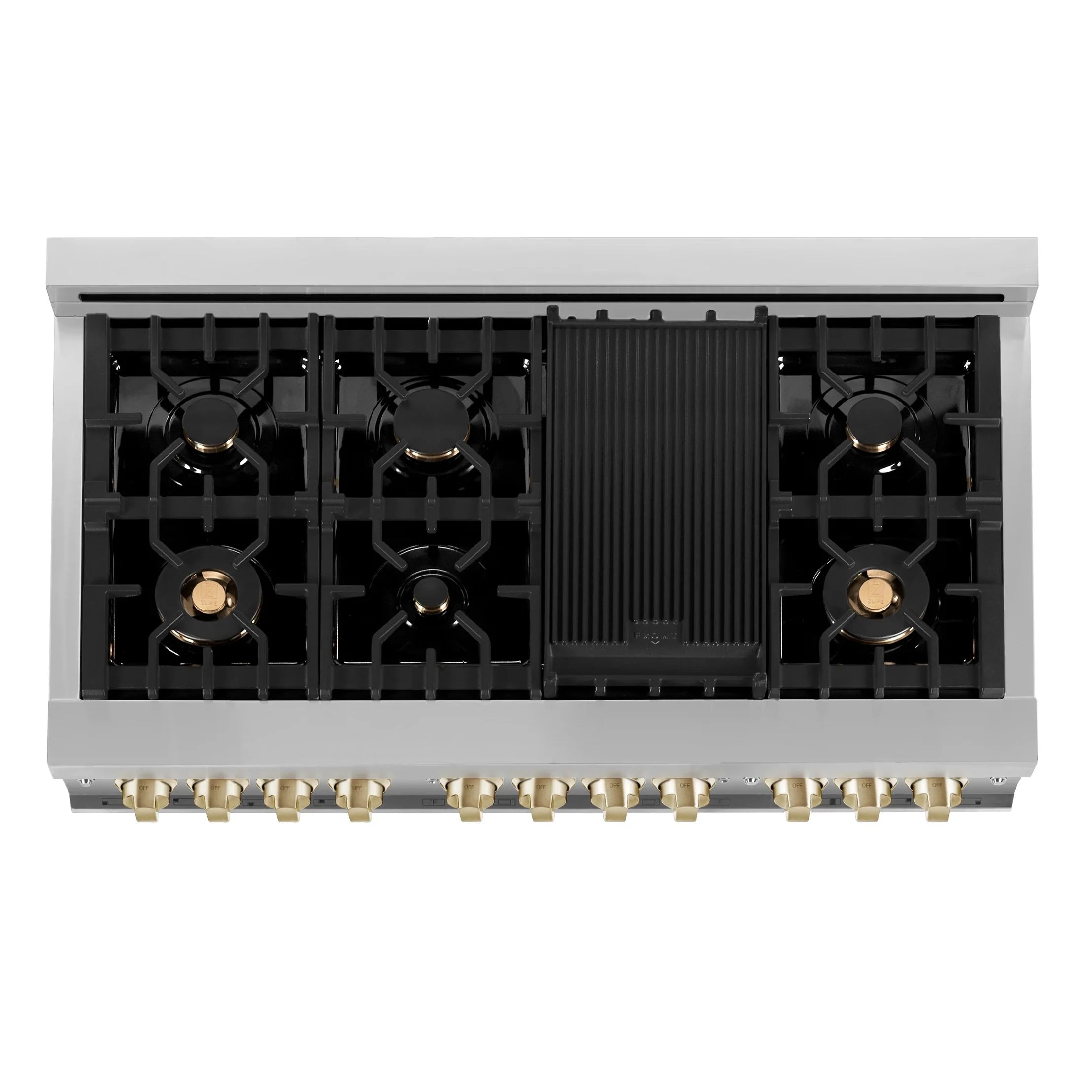 ZLINE Autograph Edition 48" 6.0 cu. ft. Range with Gas Stove and Gas Oven in DuraSnow Stainless Steel with Accents