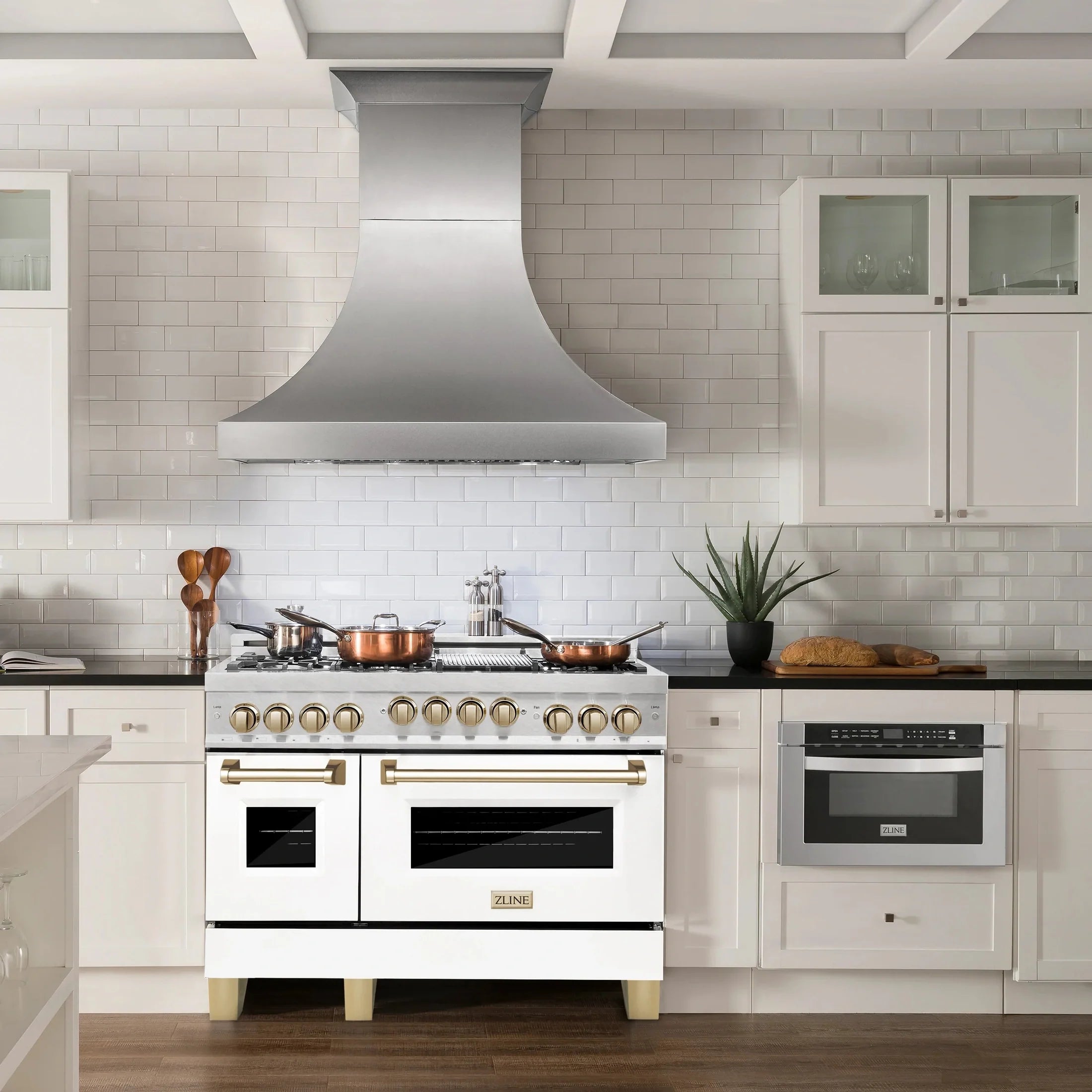ZLINE Autograph Edition 48" 6.0 cu. ft. Range with Gas Stove and Gas Oven in DuraSnow Stainless Steel with White Matte Door