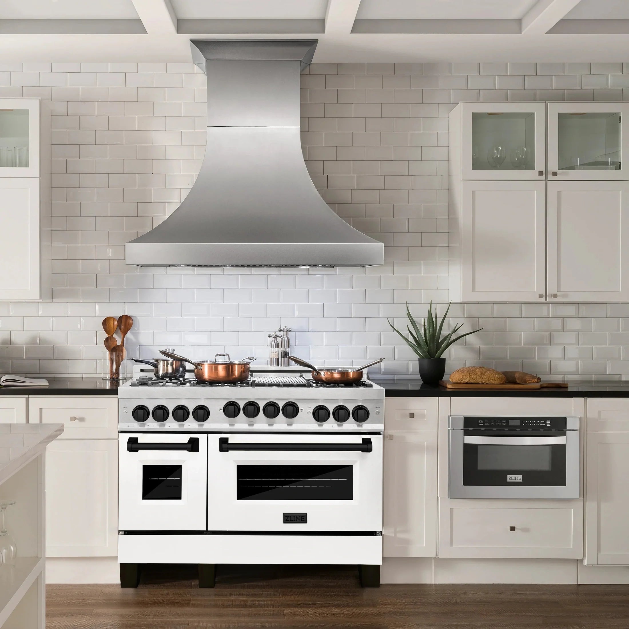 ZLINE Autograph Edition 48" 6.0 cu. ft. Range with Gas Stove and Gas Oven in DuraSnow Stainless Steel with White Matte Door