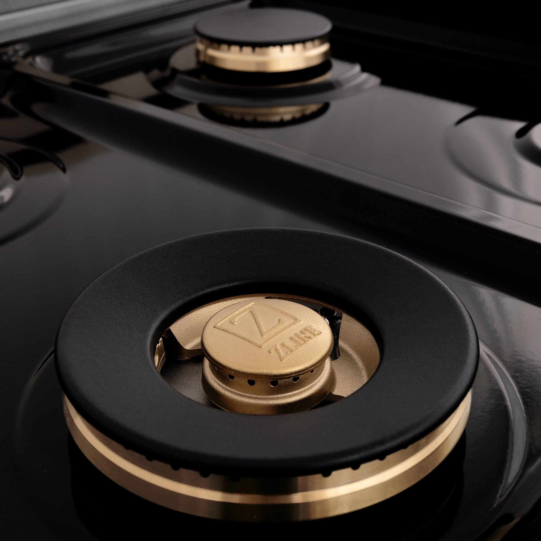 ZLINE Autograph Edition 48" Porcelain Rangetop with 7 Gas Burners in Dura Snow Stainless Steel With Accents