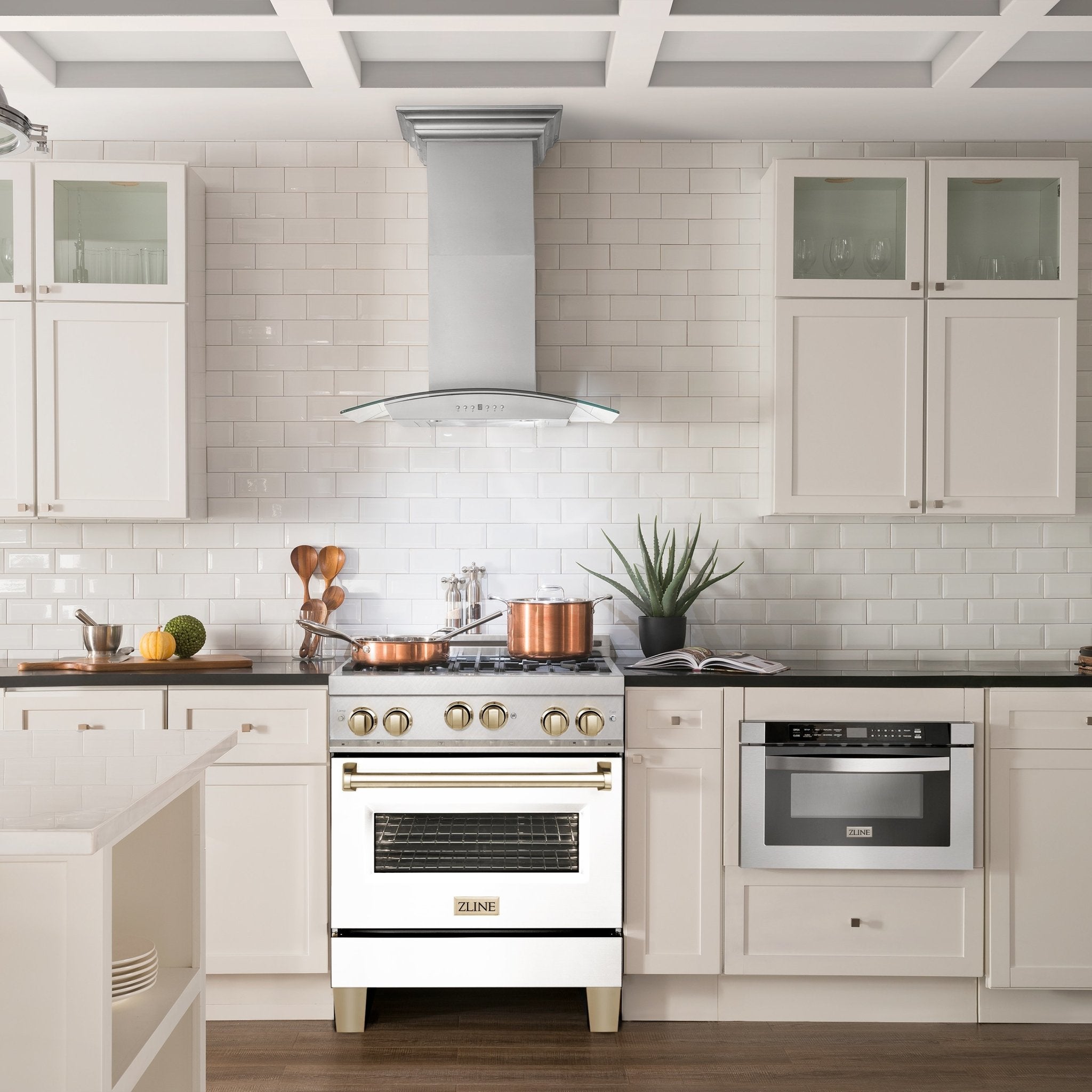 ZLINE Autograph Edition ZLINE Autograph Edition 30" 4.0 cu. ft. Range with Gas Stove and Gas Oven in DuraSnow® Stainless Steel with White Matte Door and Accents RGSZ-WM-30