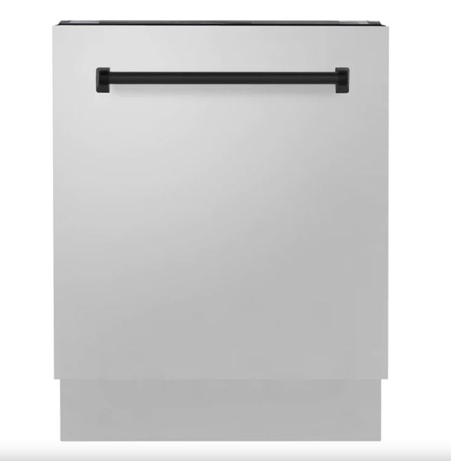 ZLINE Autograph Series 24 inch Tall Dishwasher in Stainless Steel with Matte Black Handle, DWVZ-304-24-MB
