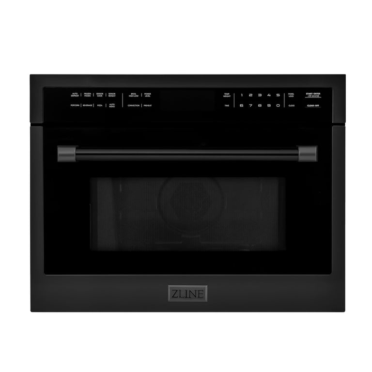 ZLINE Black Stainless Steel Package - 48 in. Dual Fuel Range, Range Hood, Microwave Oven, Dishwasher, 4KP-RABRH48-MODW