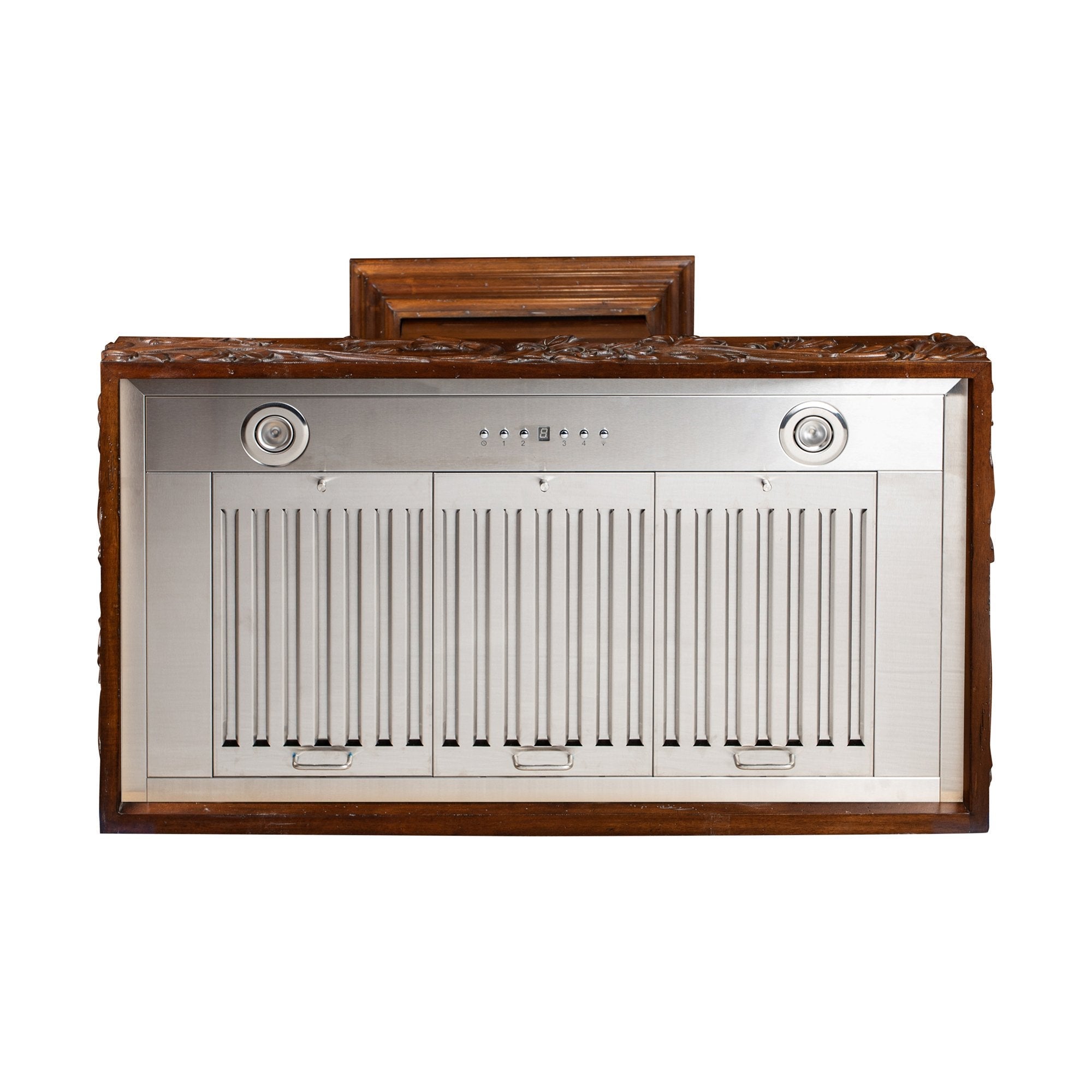 ZLINE Carved Wooden Wall Mount Range Hood in Walnut - Includes Motor - KBRRC