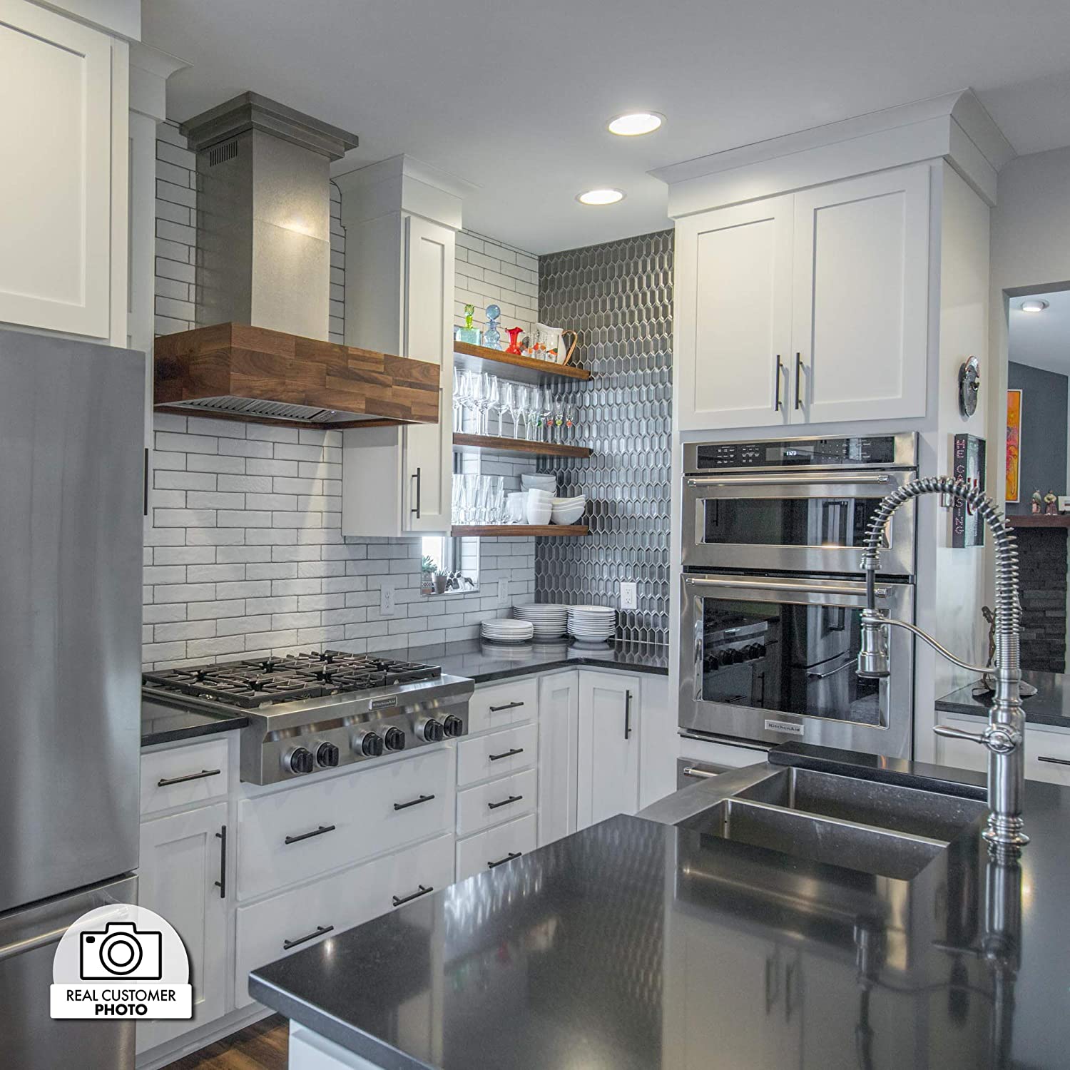 ZLINE Designer Series Wooden Wall Mount Range Hood in Butcher Block