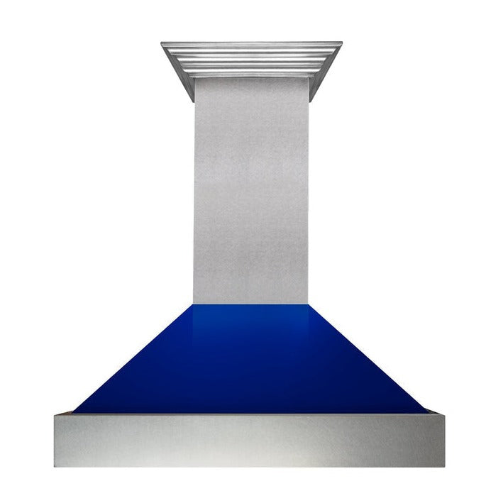 zline-36-kitchen-package-with-zline-durasnow-stainless-steel-gas-range-with-blue-gloss-door-and-convertible-vent-range-hood-2kp-rgsbgrh36