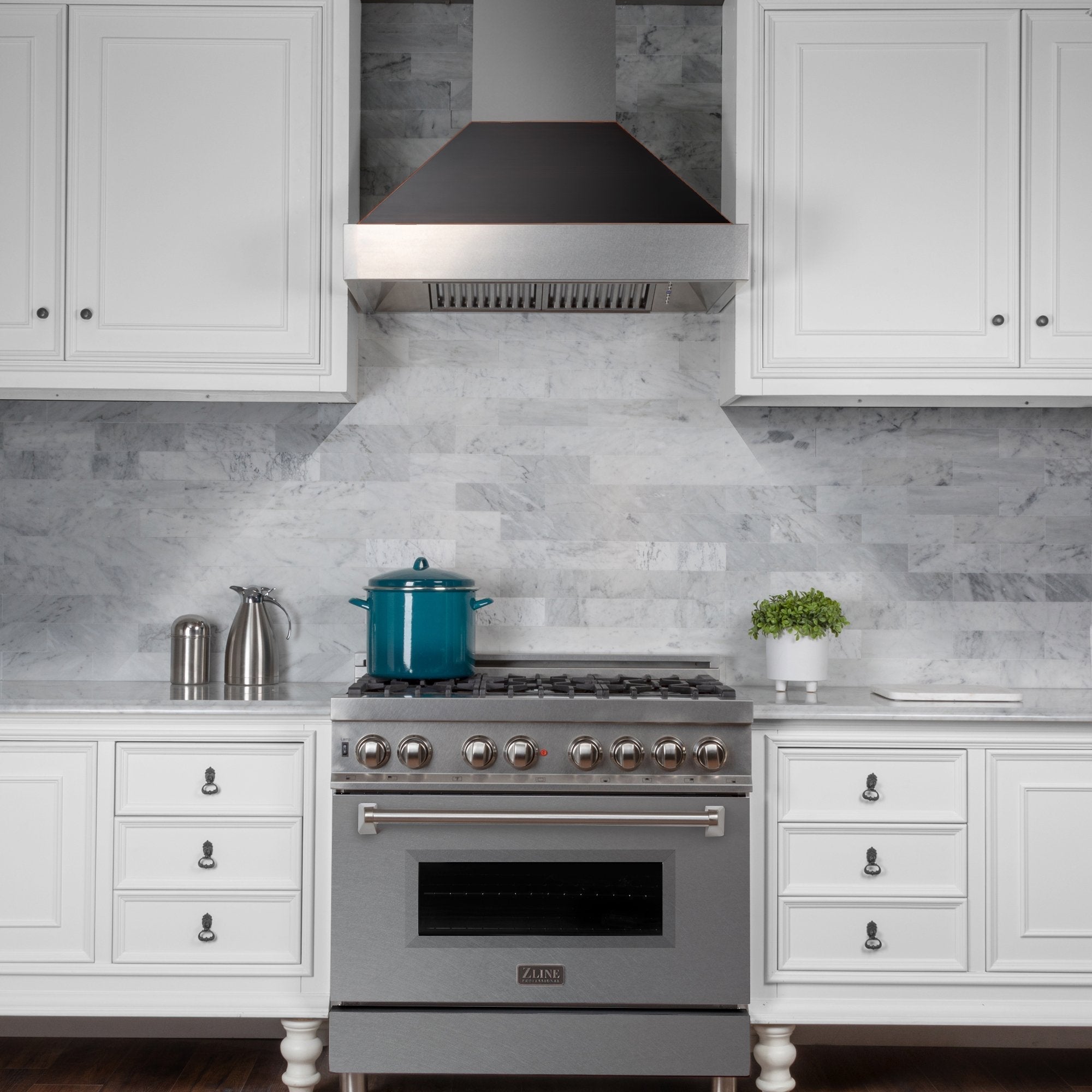 ZLINE DuraSnow Stainless Steel Range Hood with Oil Rubbed Bronze Shell