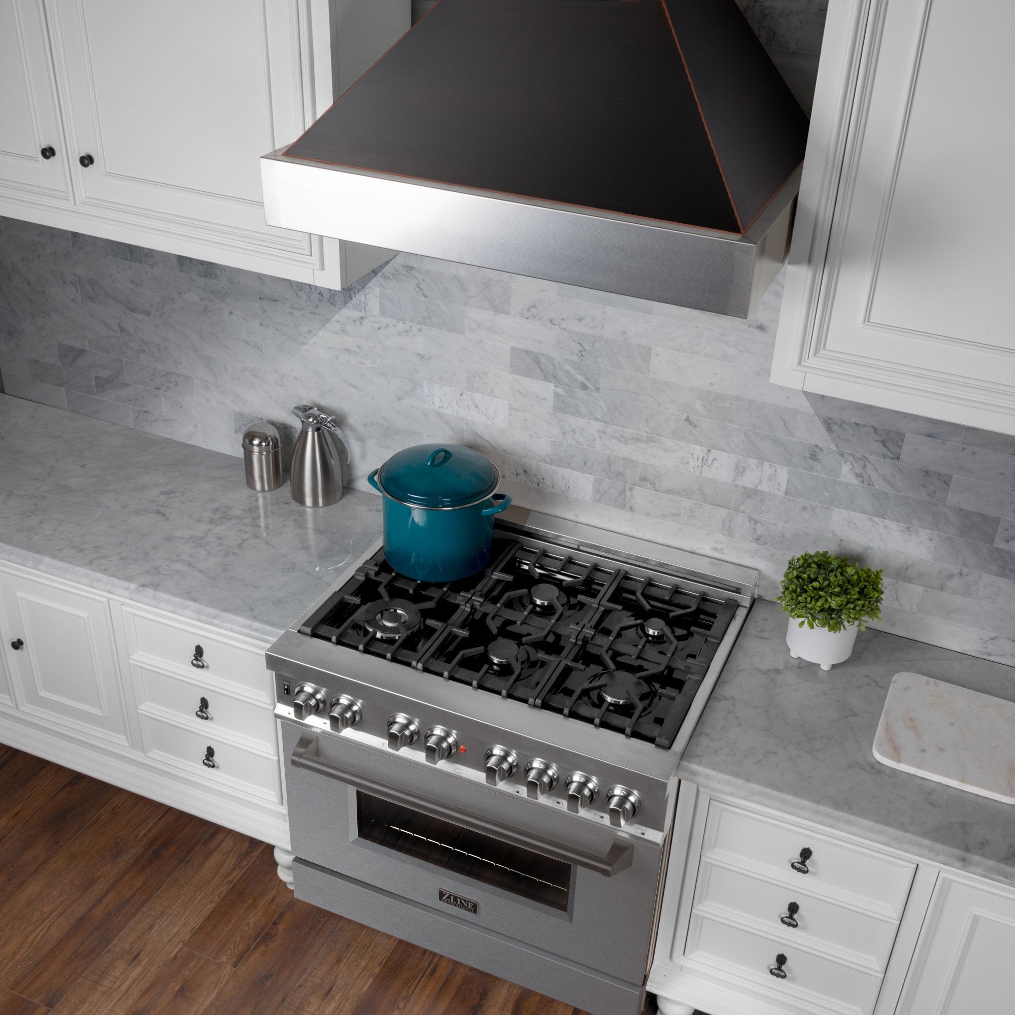 ZLINE DuraSnow Stainless Steel Range Hood with Oil Rubbed Bronze Shell