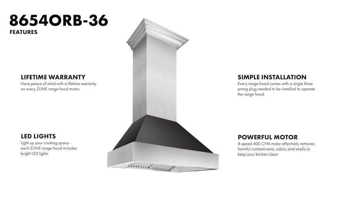 ZLINE DuraSnow Stainless Steel Range Hood with Oil Rubbed Bronze Shell