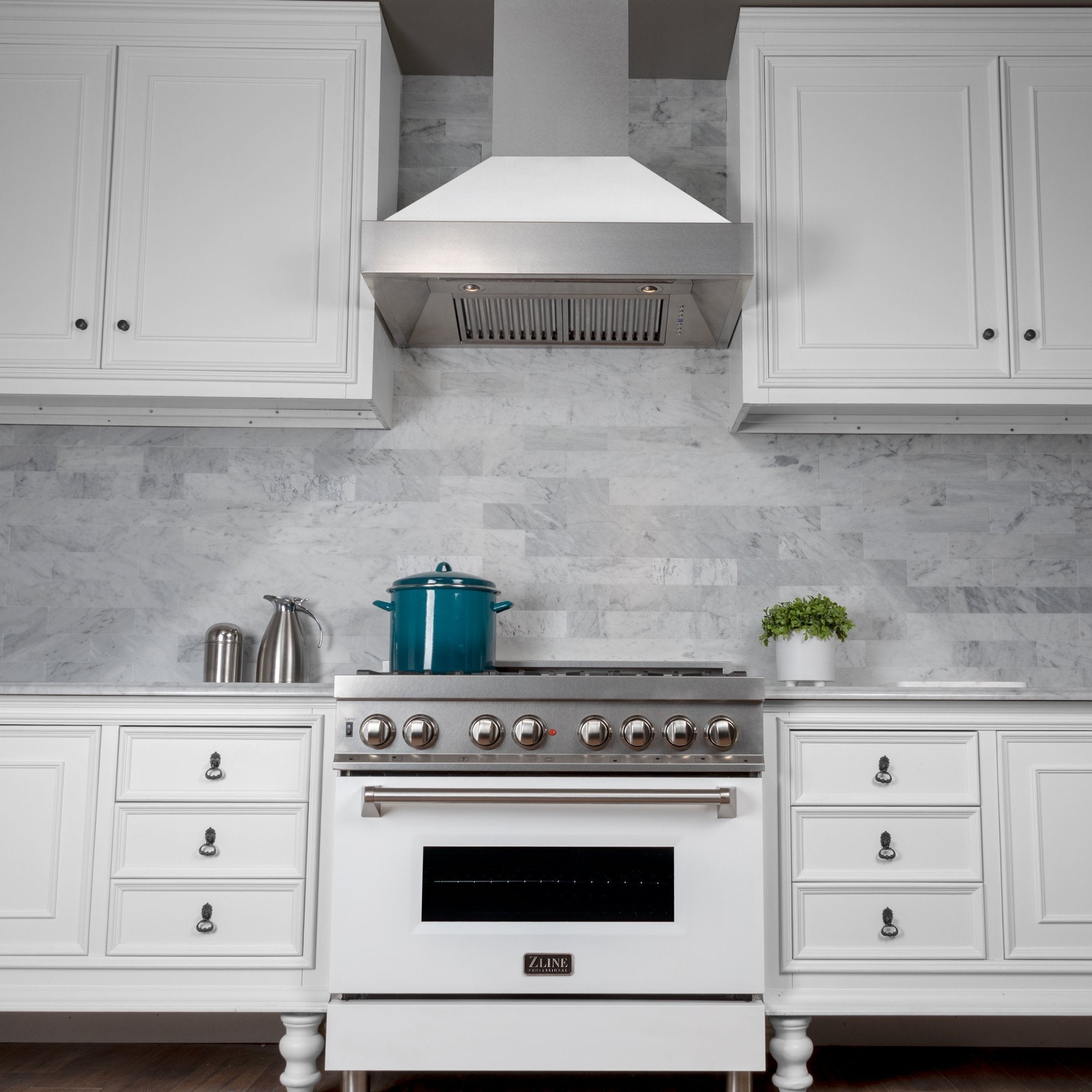 ZLINE DuraSnow Stainless Steel Range Hood with White Matte Shell