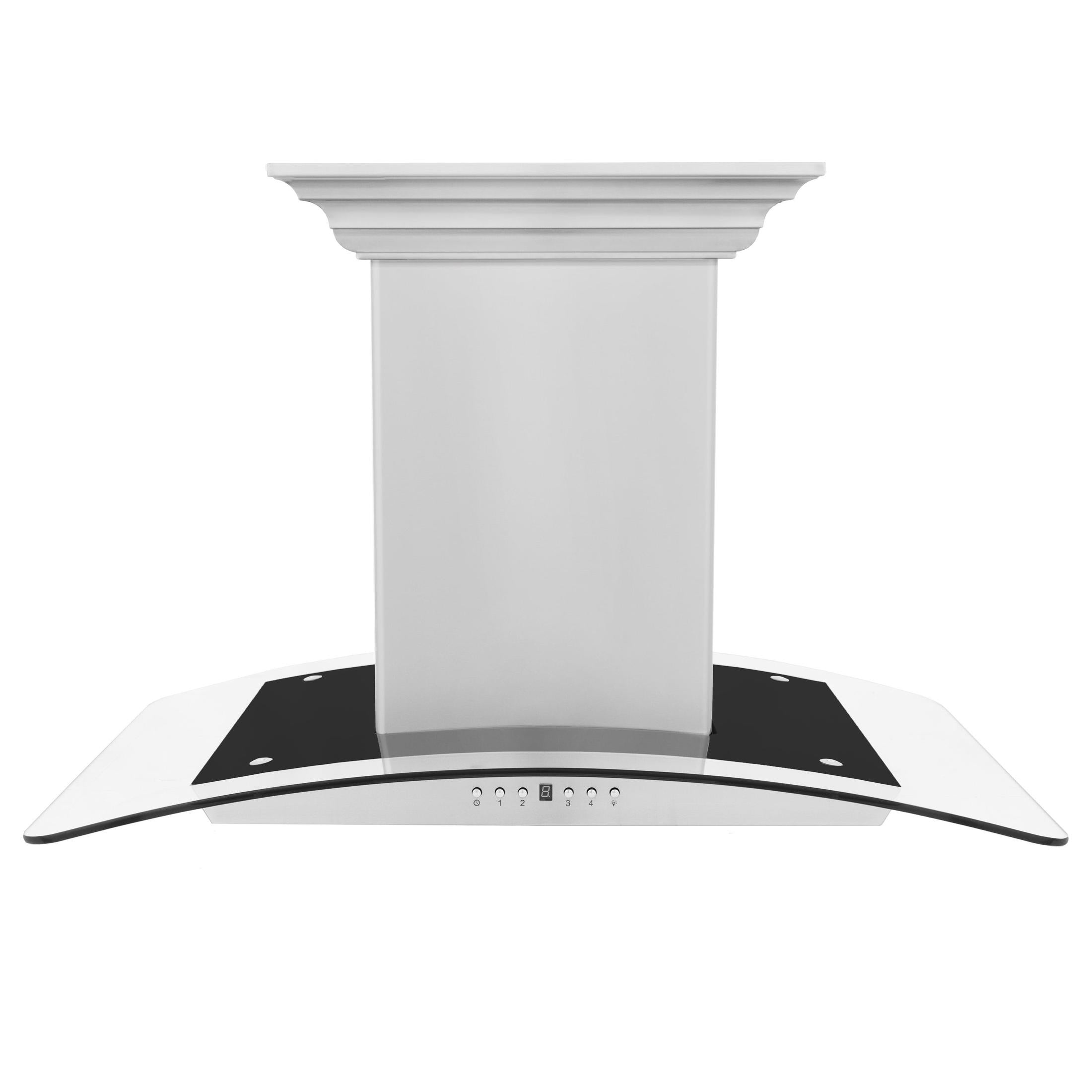 Products ZLINE Island Mount Range Hood in Stainless Steel with Built-in CrownSound‚ Bluetooth Speakers