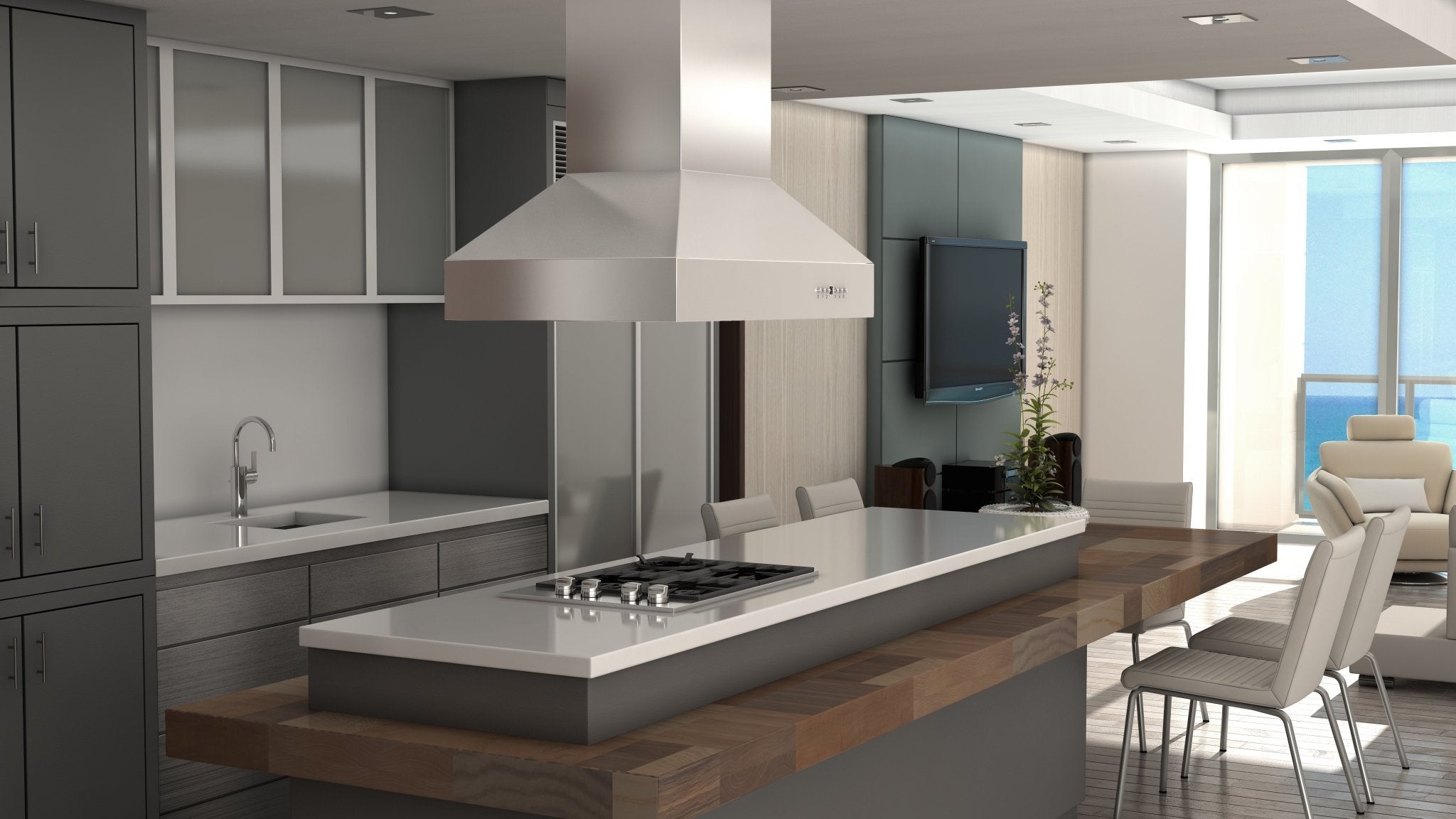 ZLINE Outdoor Island Mount Range Hood in Stainless Steel