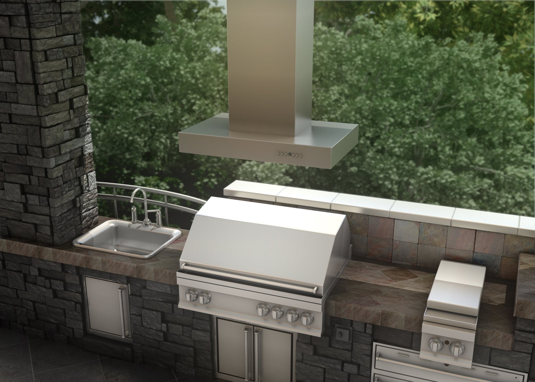 ZLINE Outdoor Island Mount Range Hood in Stainless Steel - KECOMi-304