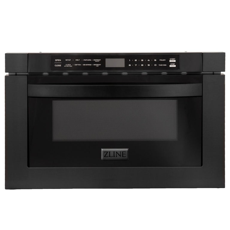 ZLINE Appliance Package - 36 in. Dual Fuel Range, Range Hood, Microwave & Dishwasher in Black Stainless Steel - 4KP-RABRH36-MWDW