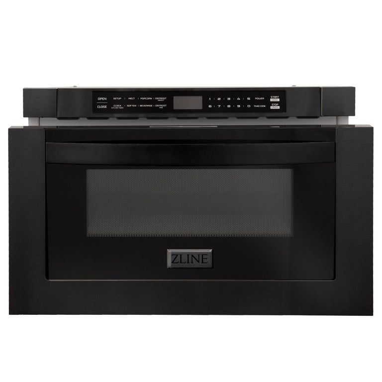 ZLINE Package - 30 in. Dual Fuel Range, Range Hood & Microwave in Black Stainless Steel, 3KP-RABRBRH30-MW