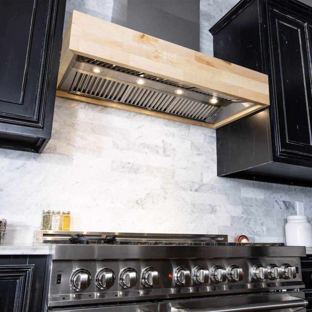 ZLINE Remote Blower Designer Series Wooden Wall Mount Range Hood in Butcher Block - 681M-RD