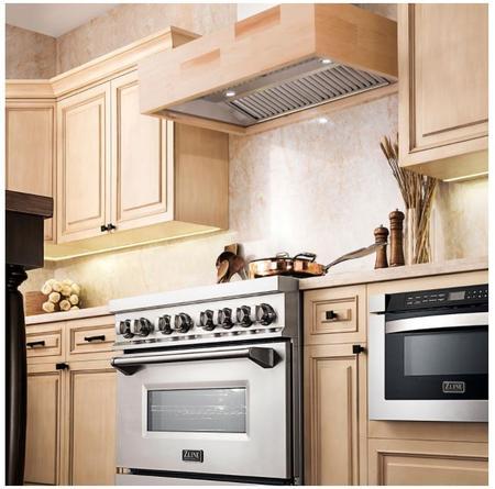 ZLINE Remote Blower Designer Series Wooden Wall Mount Range Hood in Butcher Block - 681M-RS-400