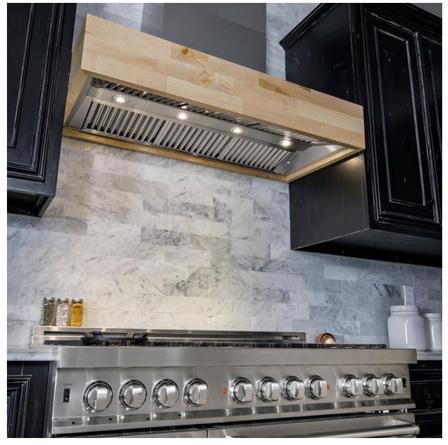 ZLINE Remote Blower Designer Series Wooden Wall Mount Range Hood in Butcher Block - 681M-RS-400