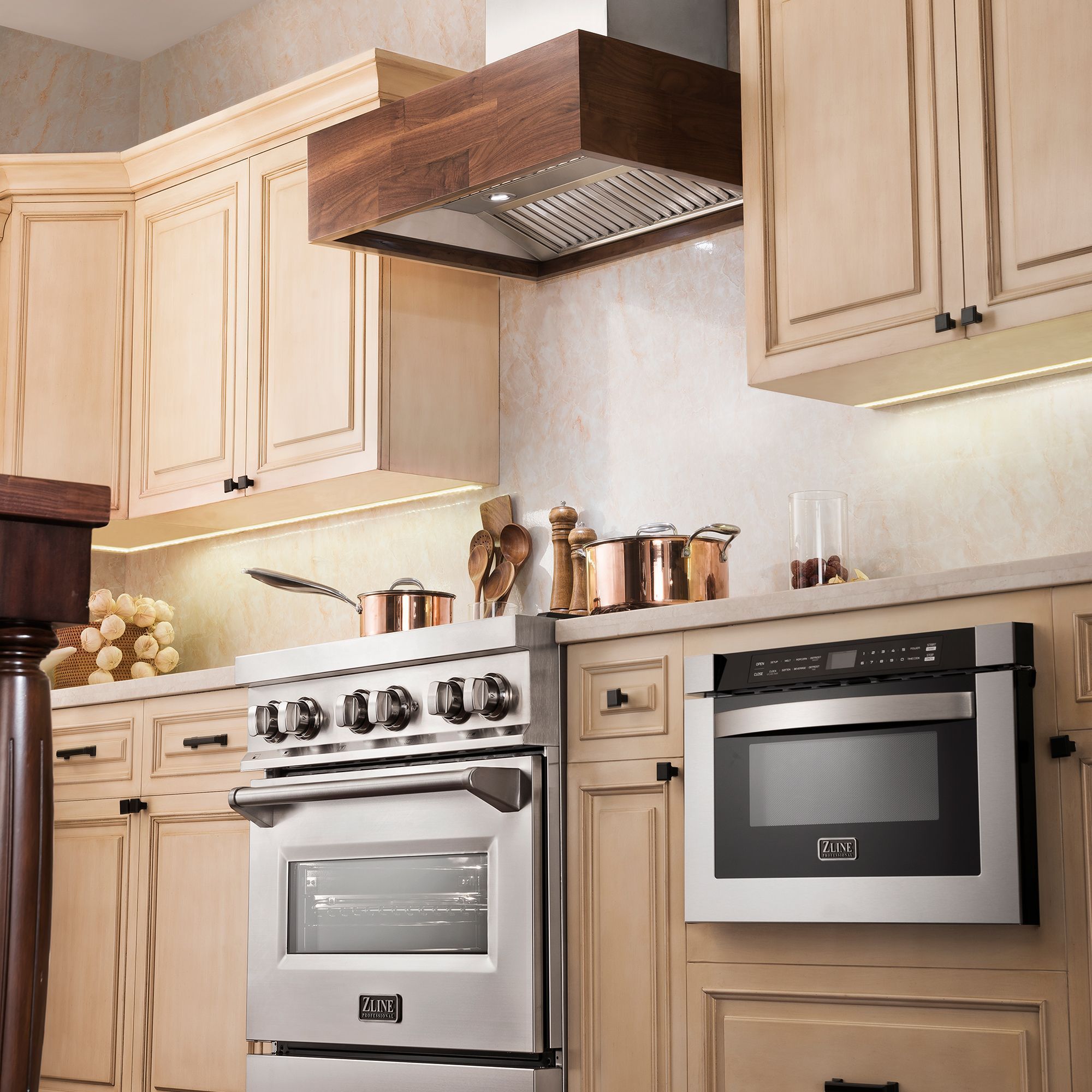 ZLINE Remote Blower Designer Series Wooden Wall Mount Range