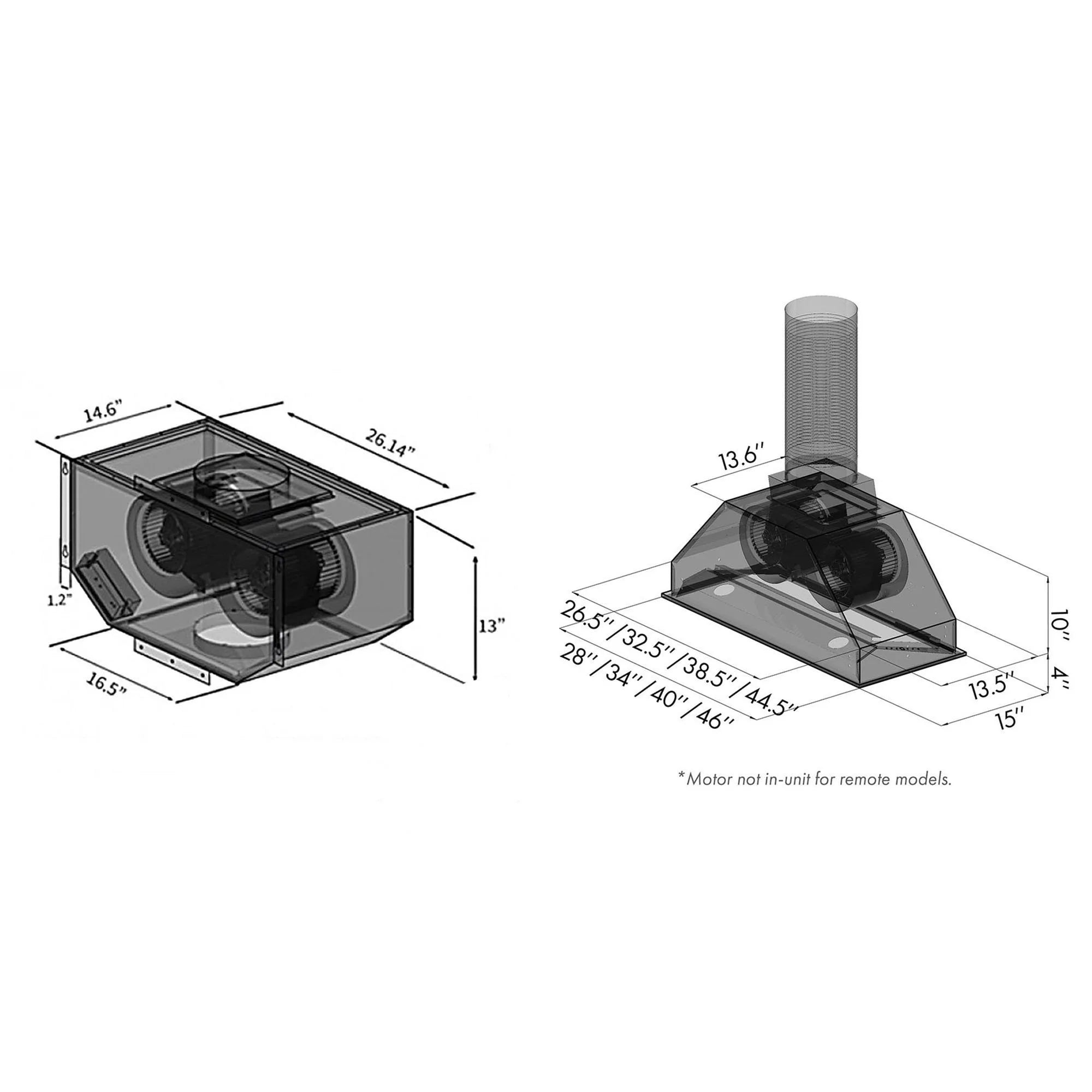 ZLINE Remote Blower Ducted Range Hood Insert in Stainless Steel 695-RS