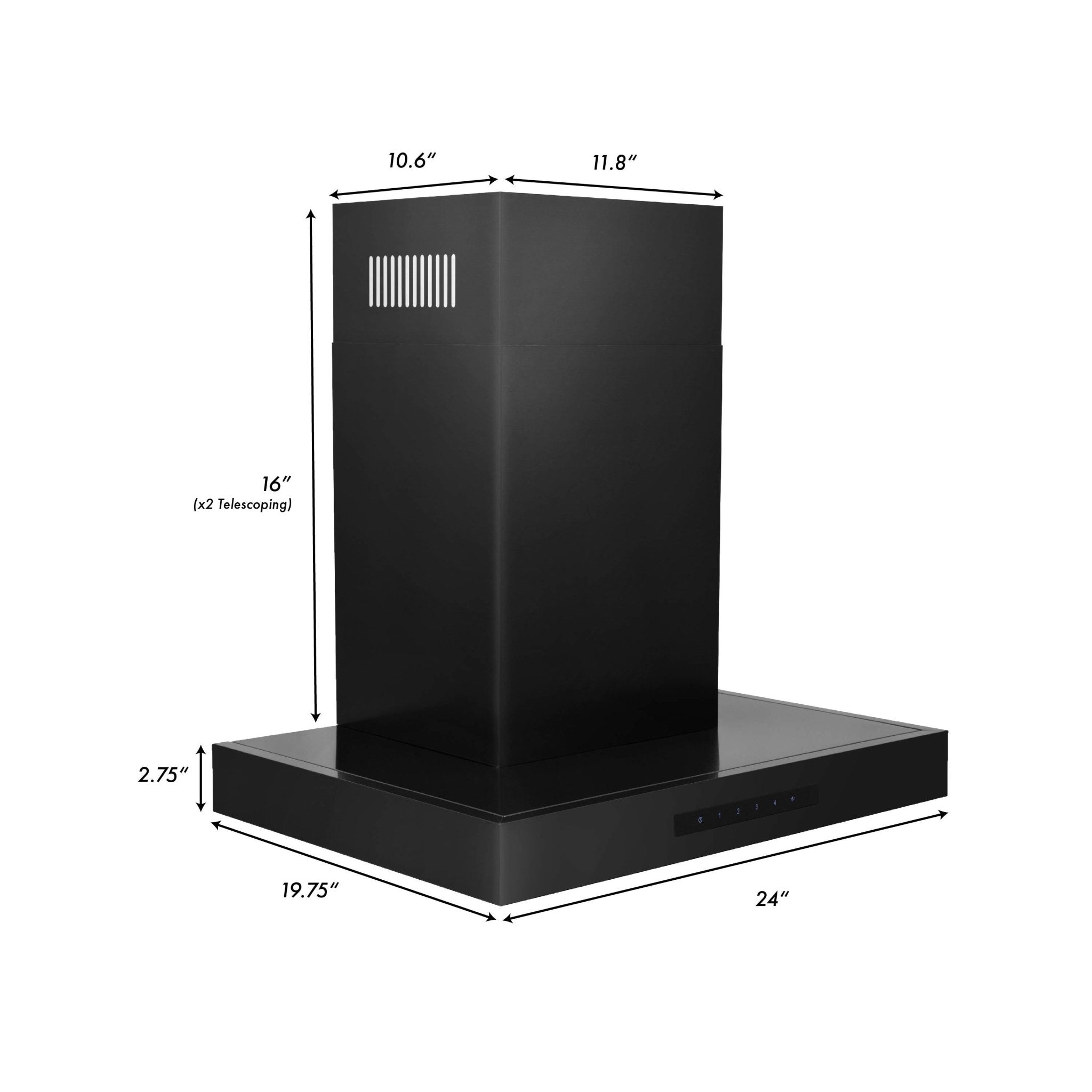 ZLINE Wall Mount Range Hood in Black Stainless Steel